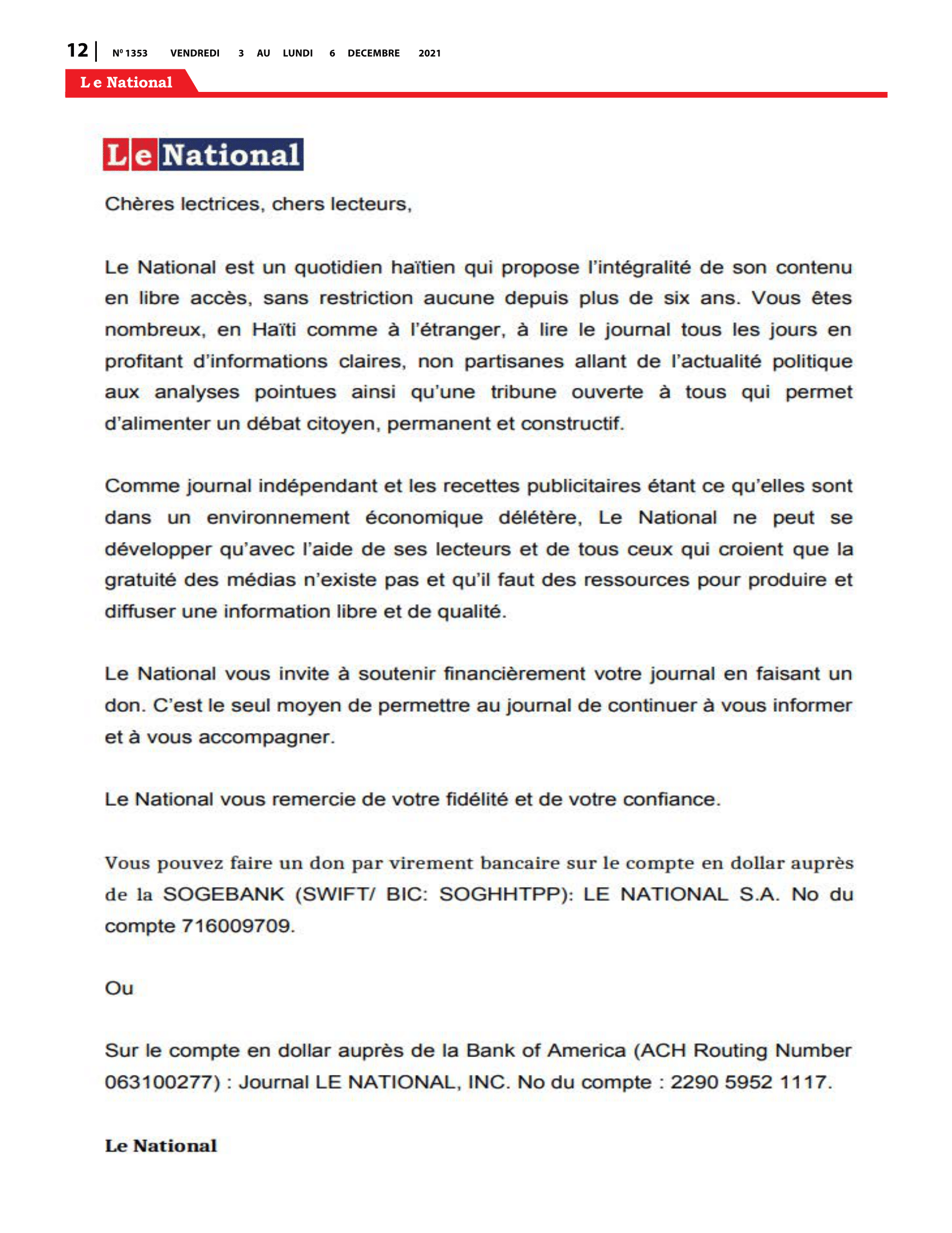 Page 12 de l'édition 1353