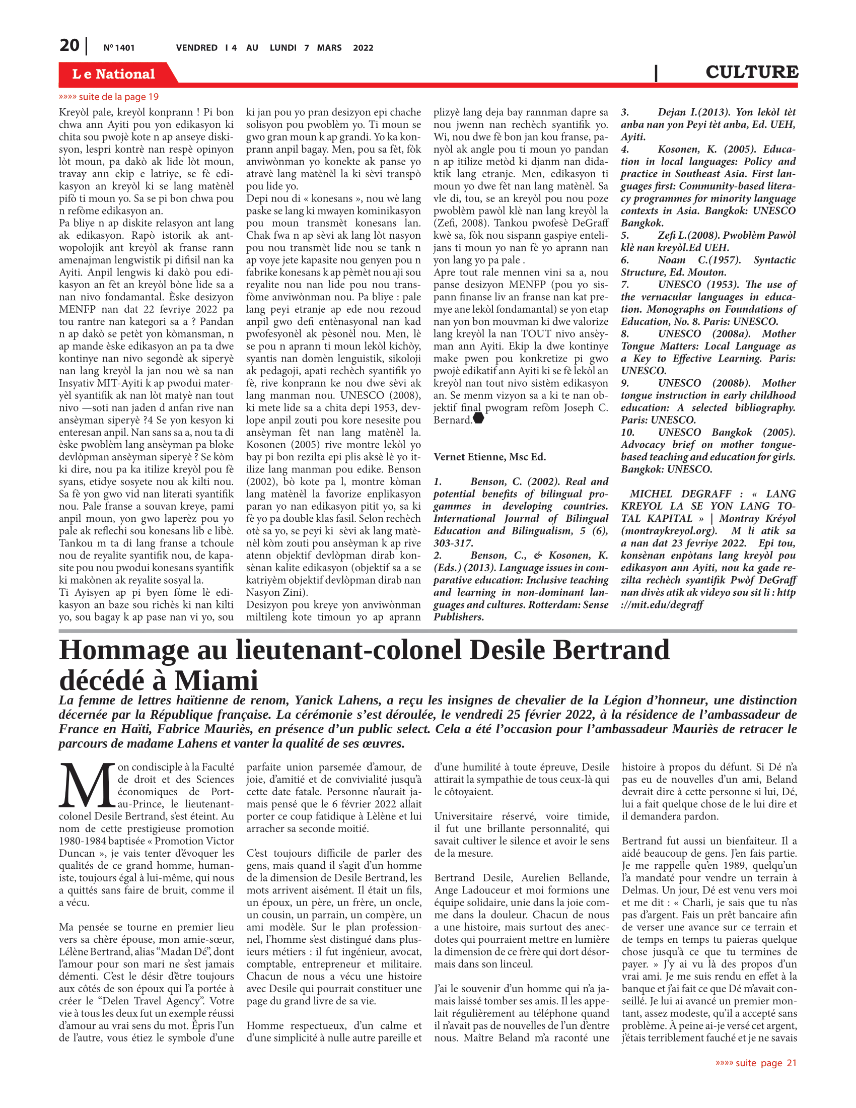 Page 20 de l'édition 1401