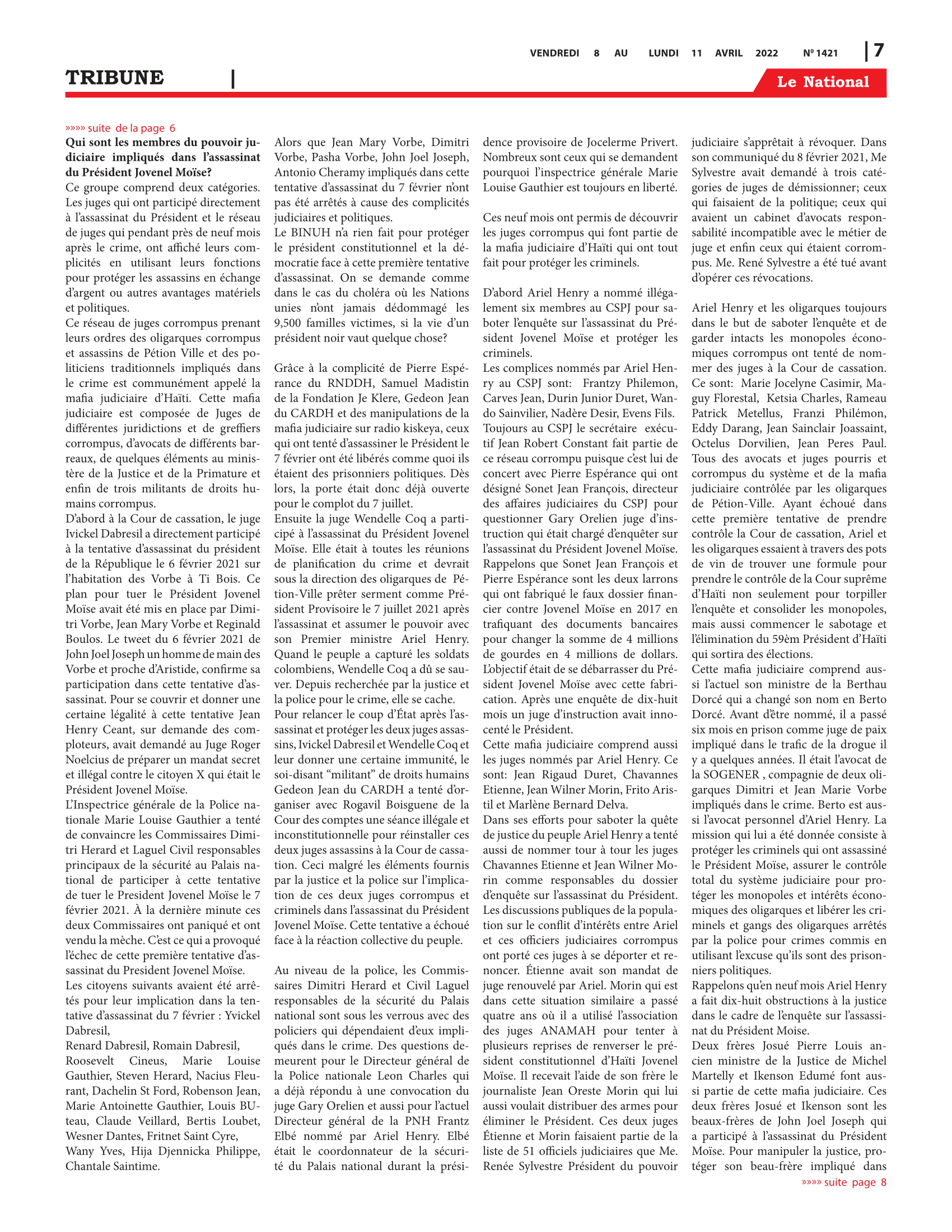Page 7 de l'édition 1421