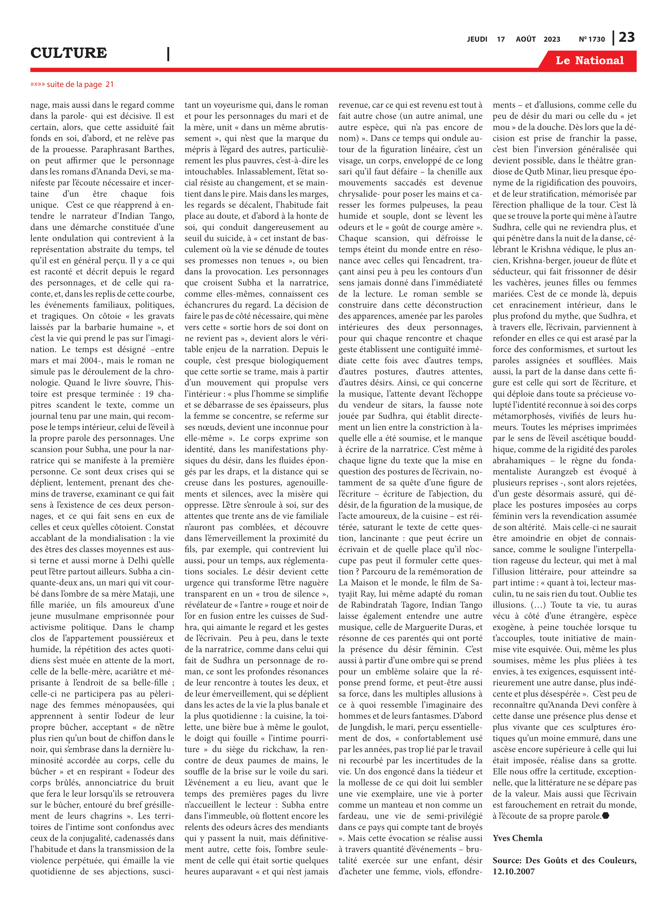 Page 23 de l'édition 1730