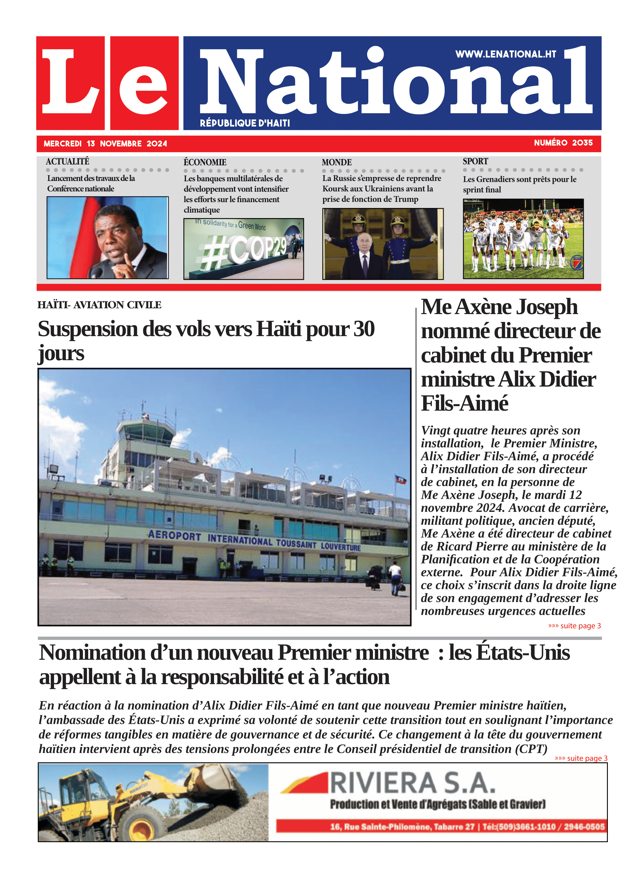 Page 1 de l'édition 2035