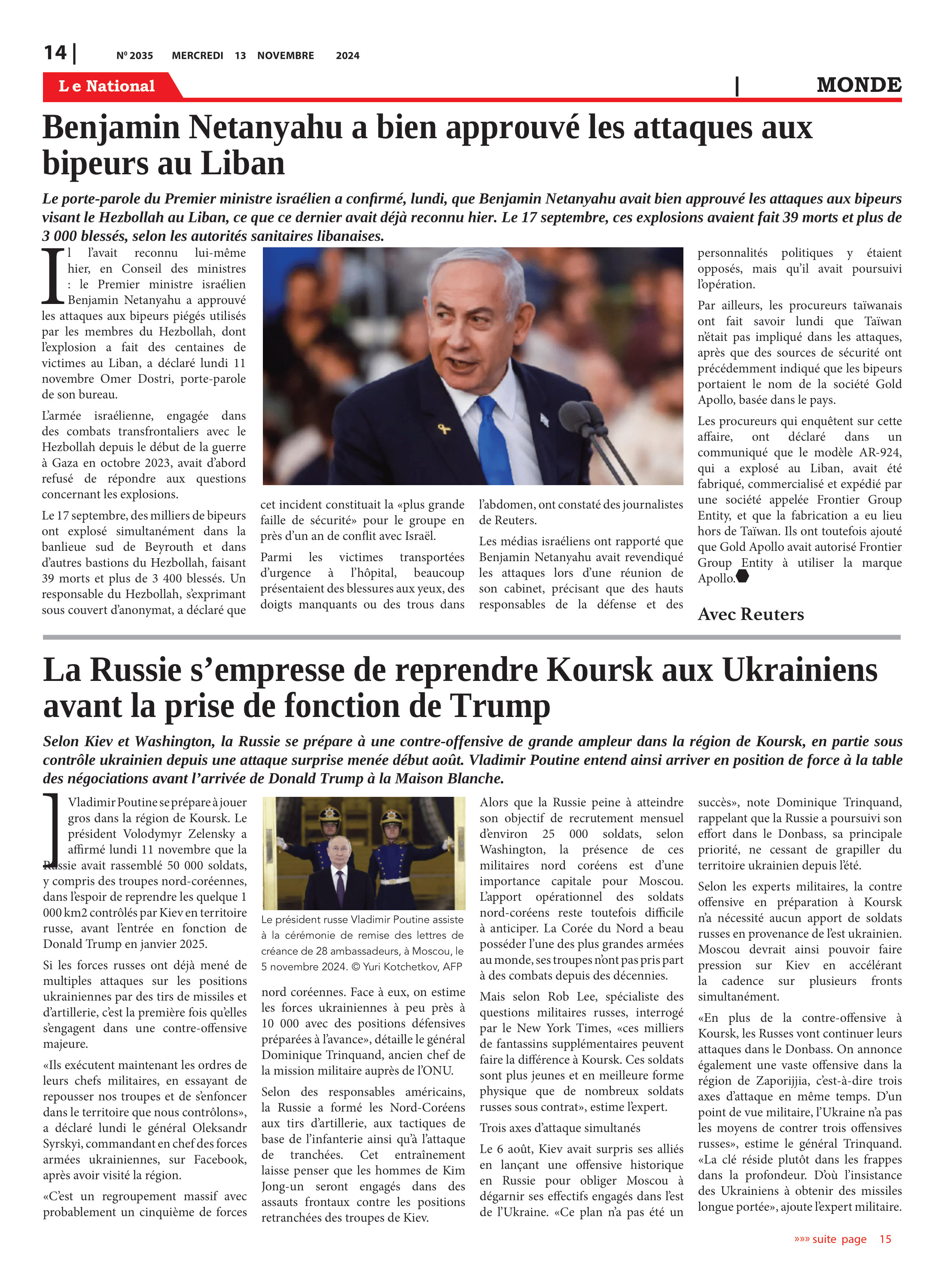 Page 14 de l'édition 2035