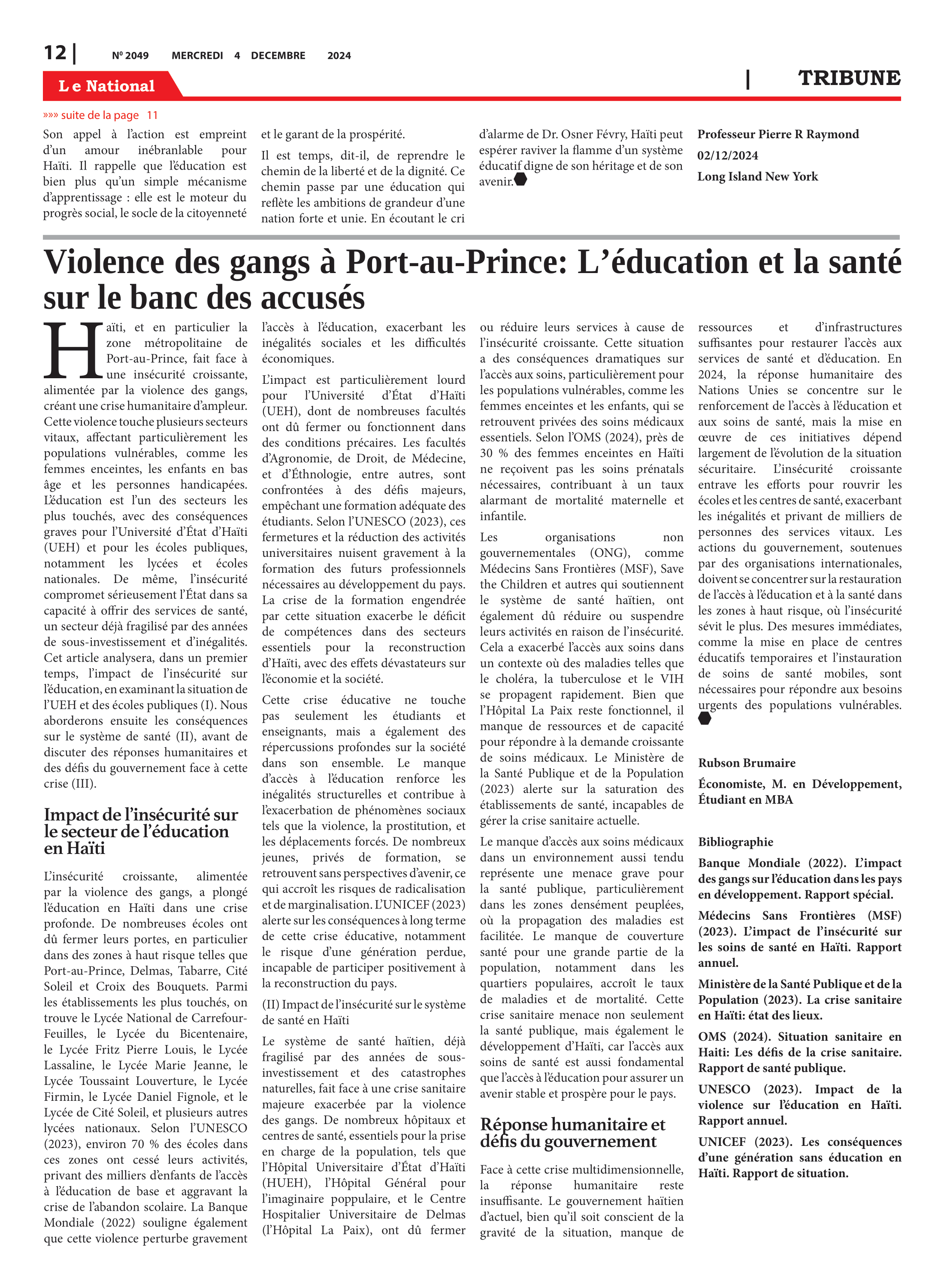 Page 12 de l'édition 2049