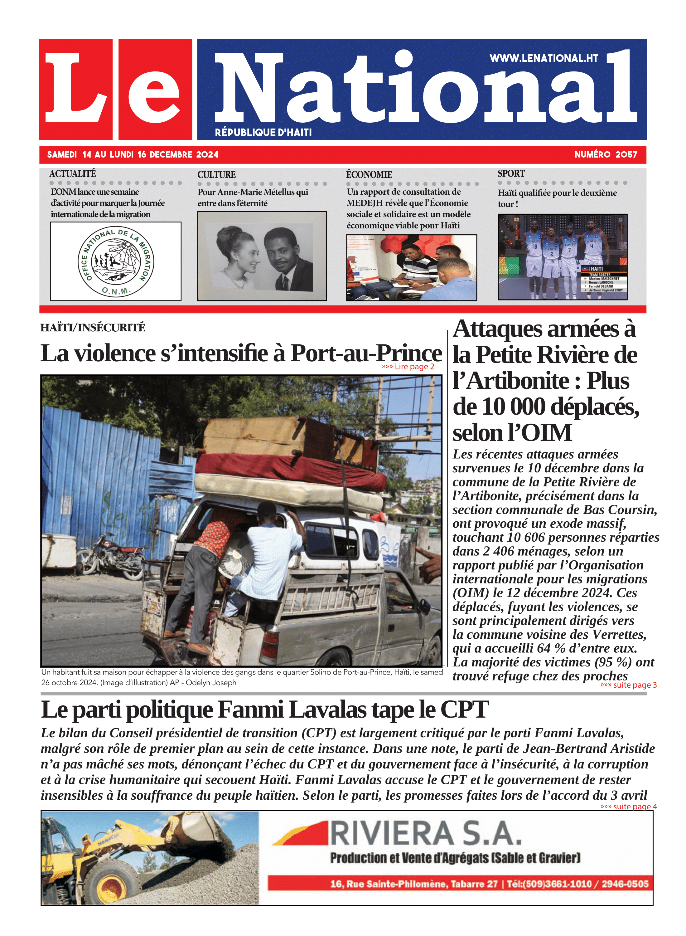 Page 1 de l'édition 2057