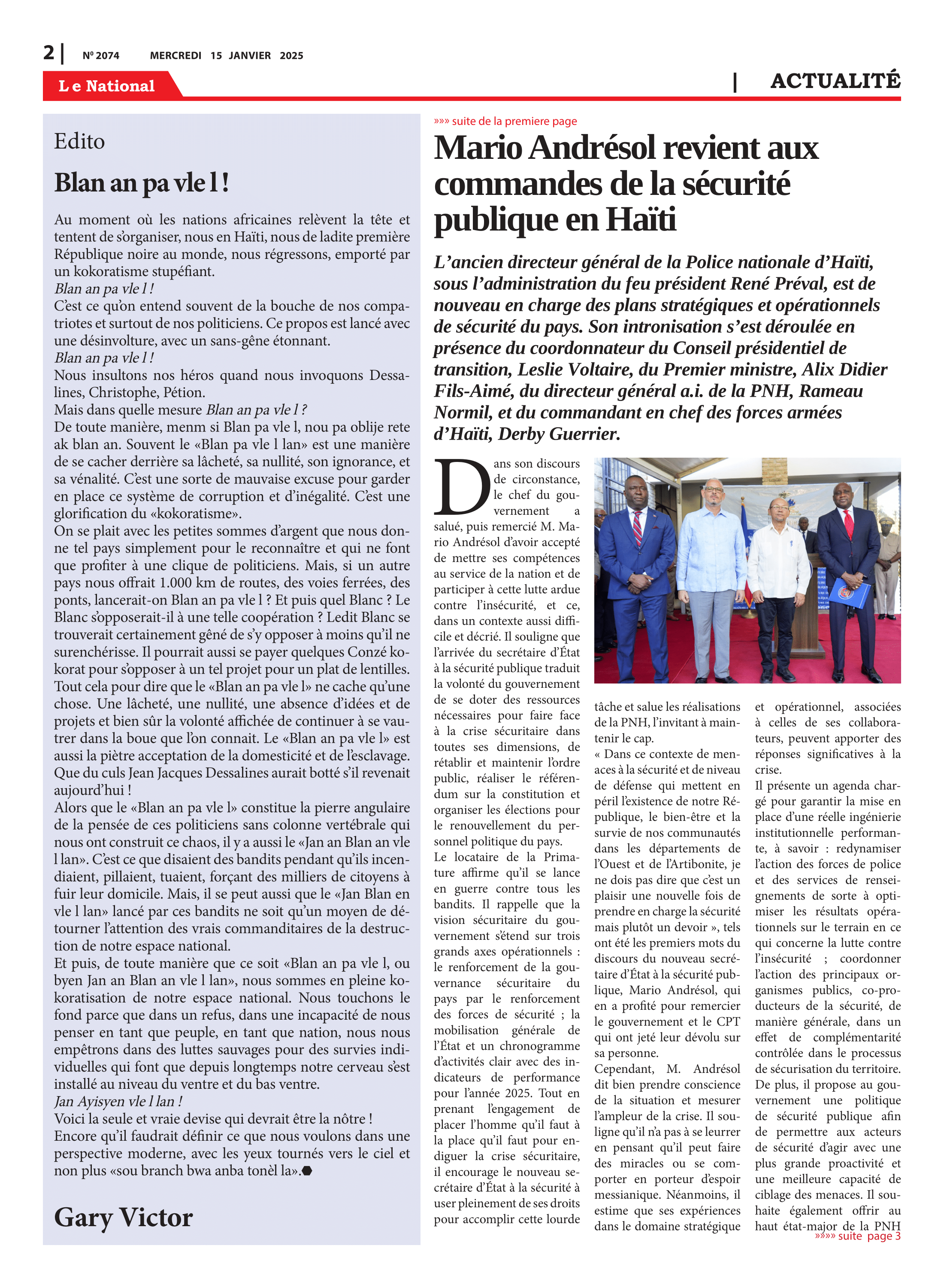 Page 2 de l'édition 2074