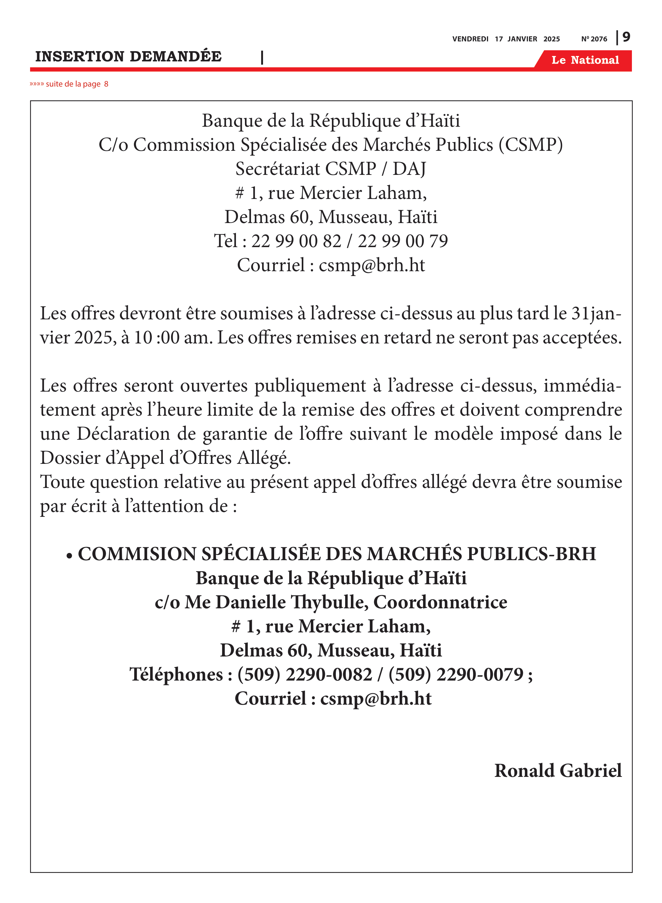 Page 9 de l'édition 2076