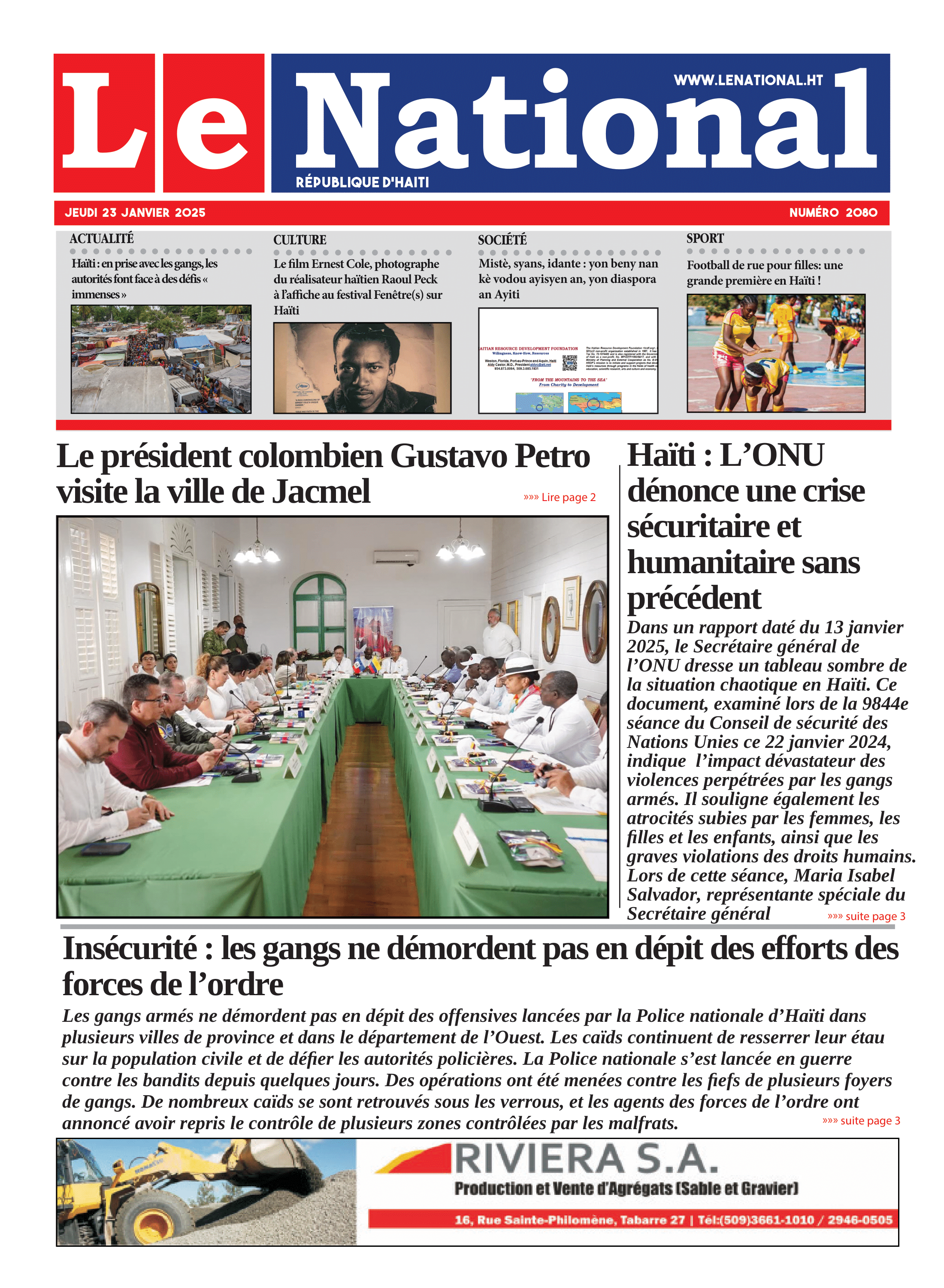 Page 1 de l'édition 2080