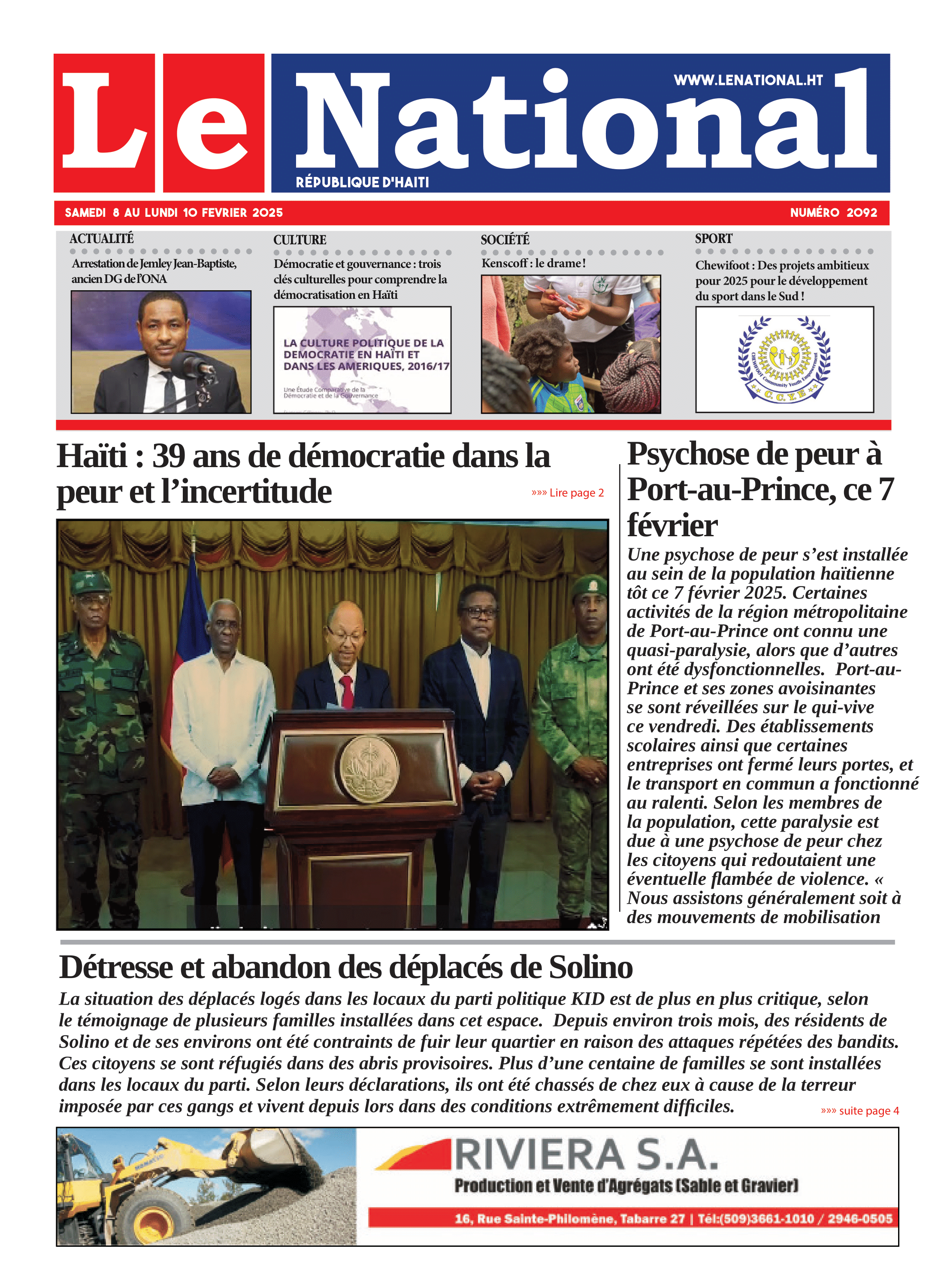 Page 1 de l'édition 2092