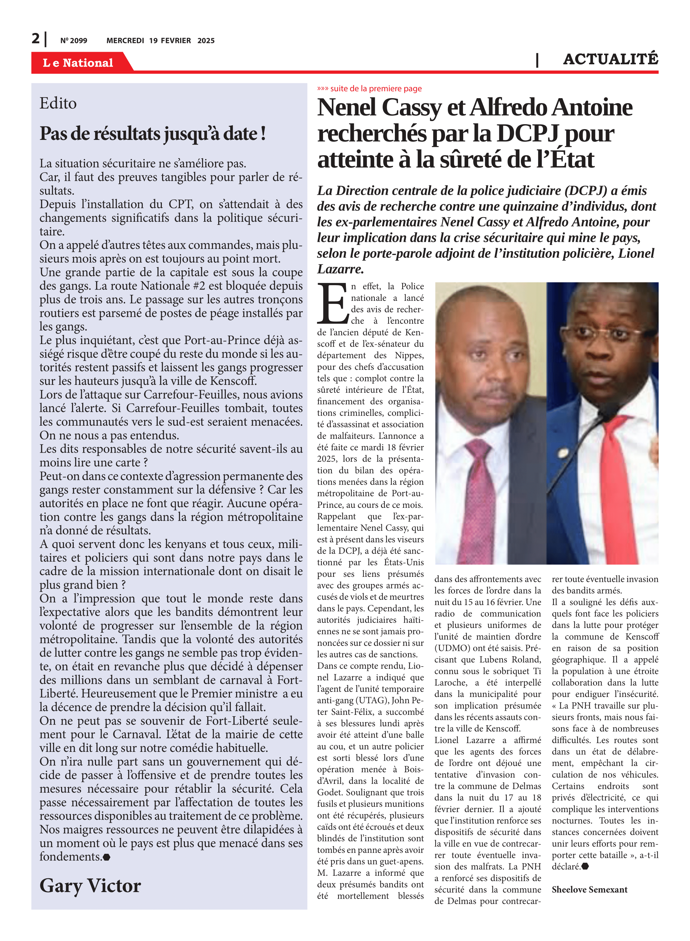 Page 2 de l'édition 2099