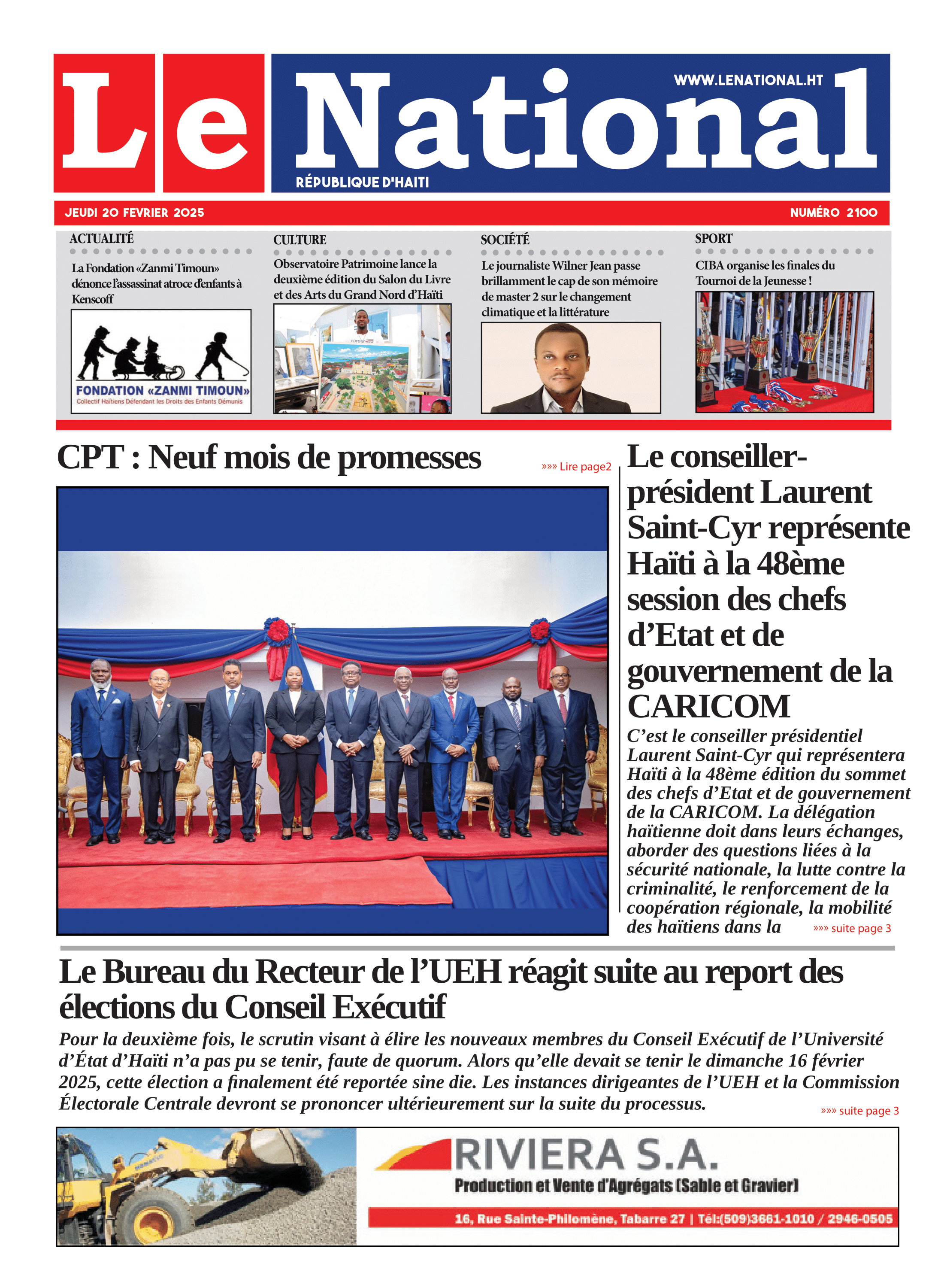 Page 1 de l'édition 2100