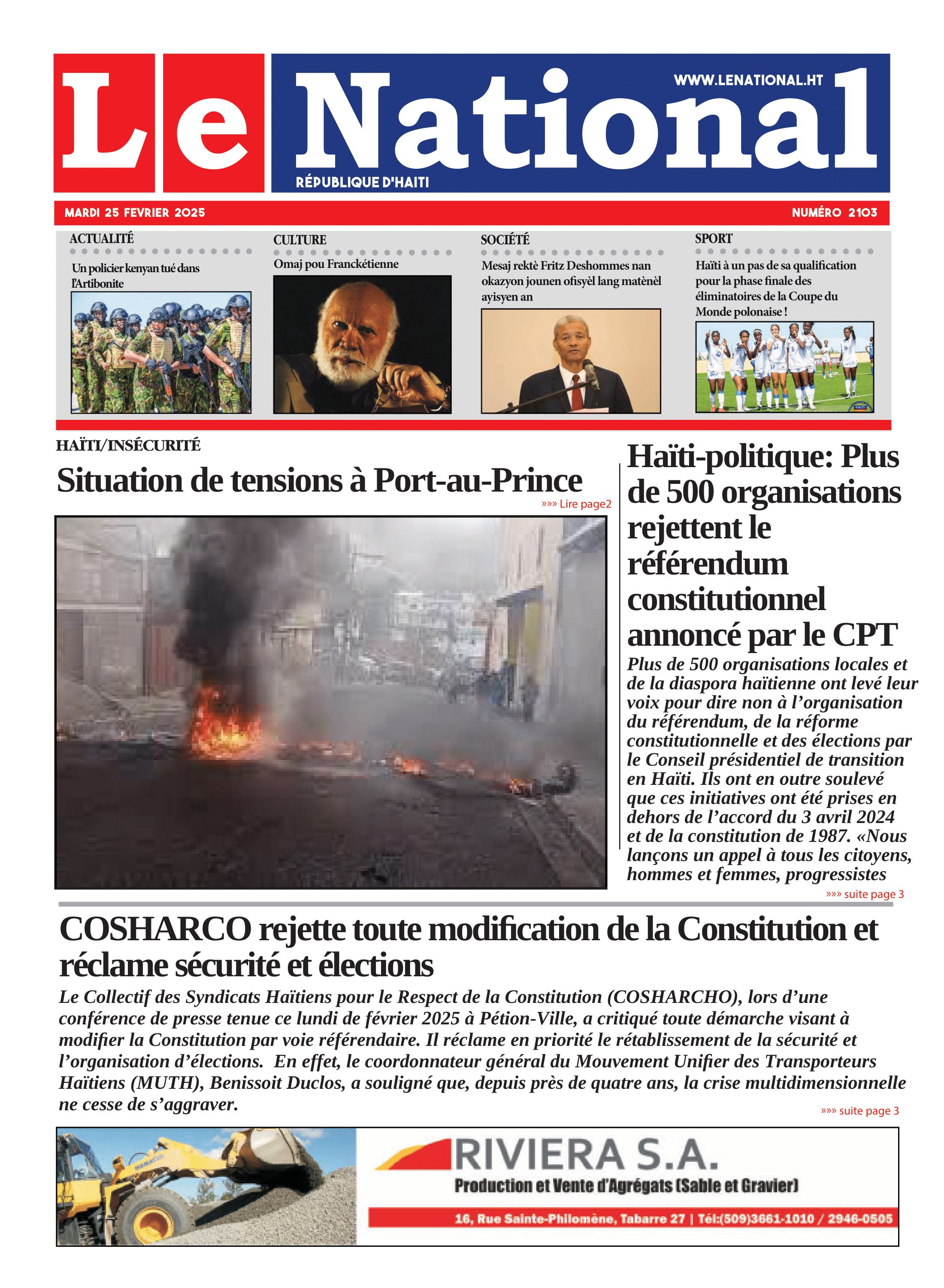 Page 1 de l'édition 2103