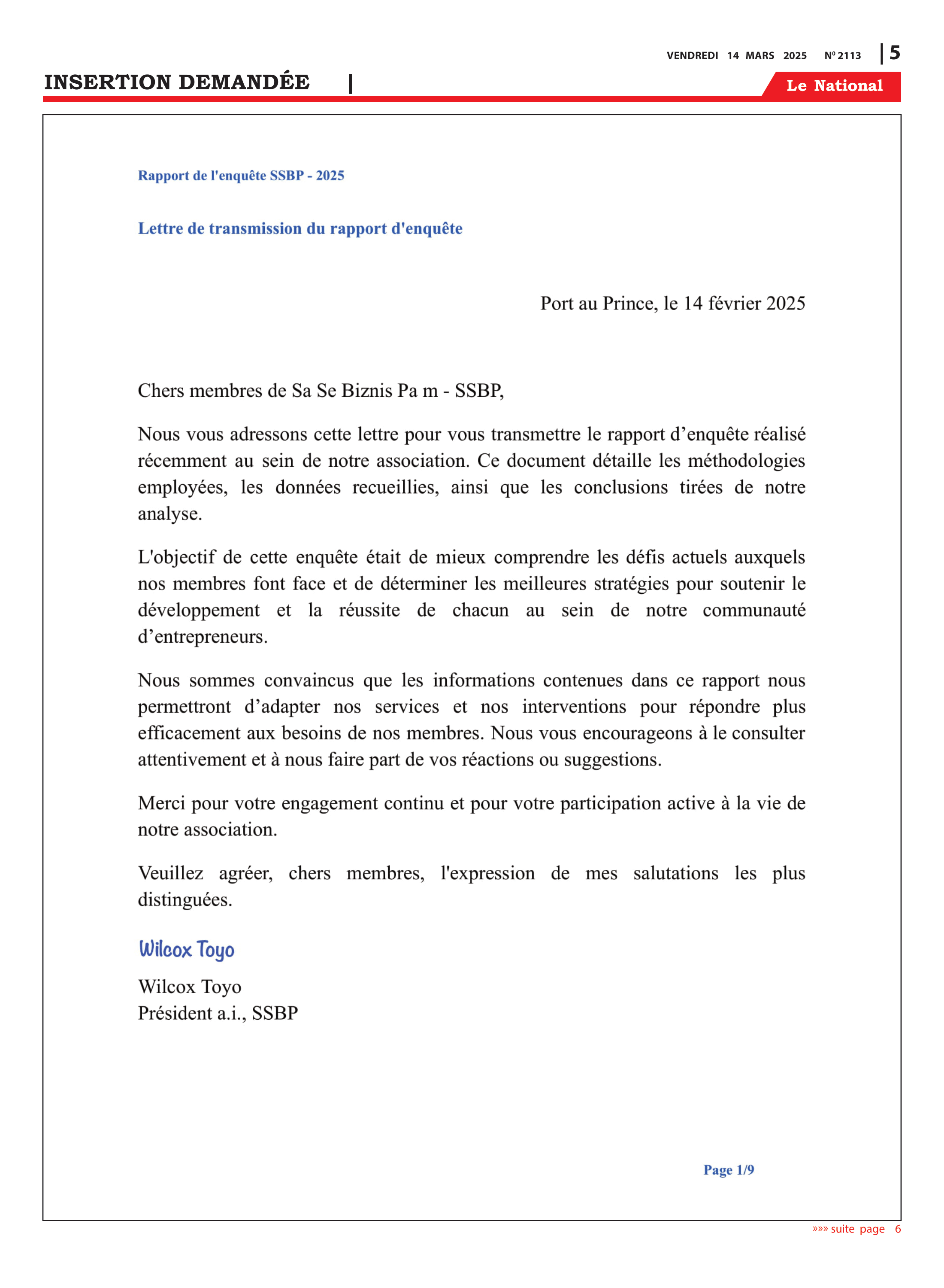 Page 5 de l'édition 2113