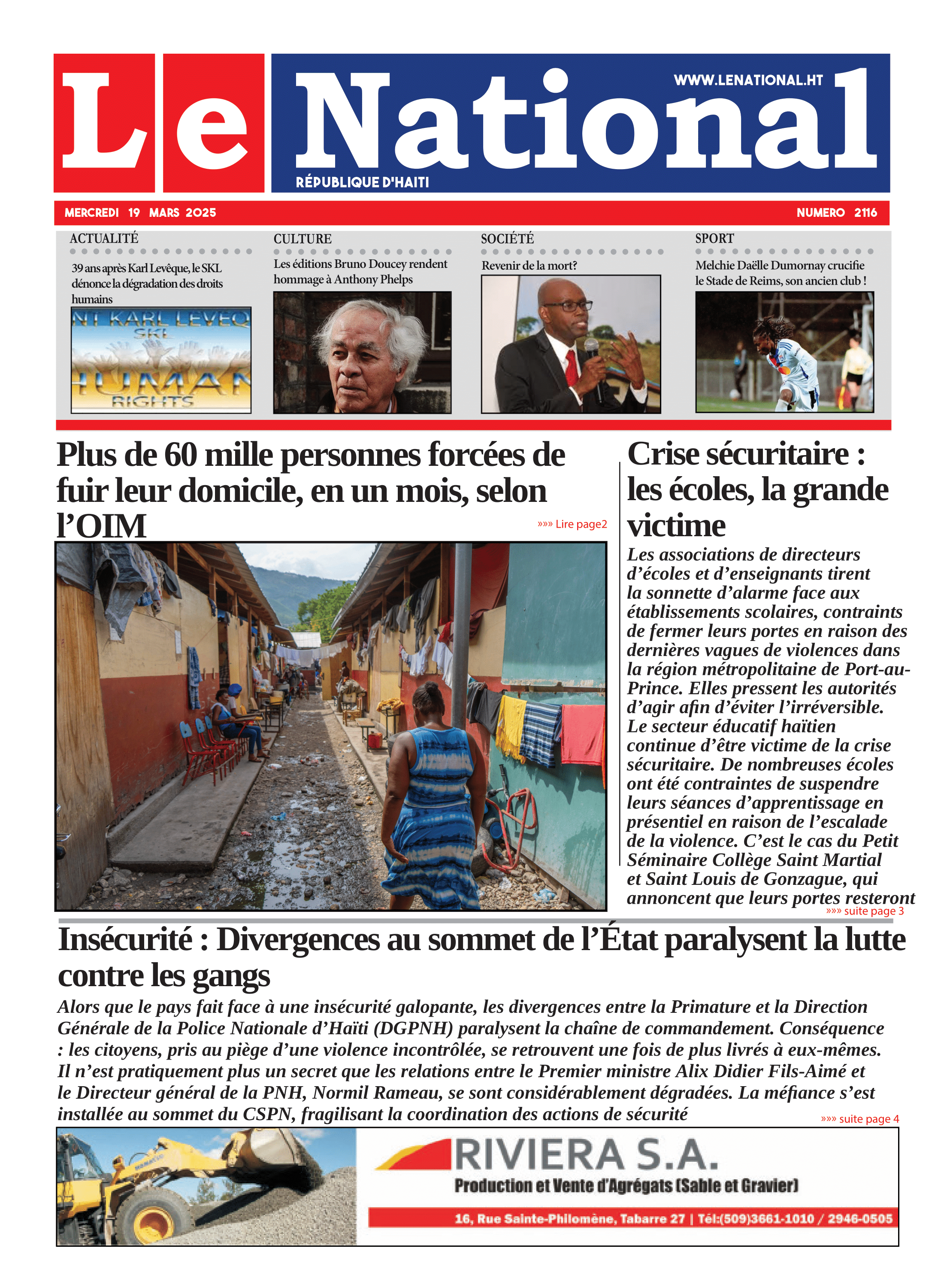 Page 1 de l'édition 2116