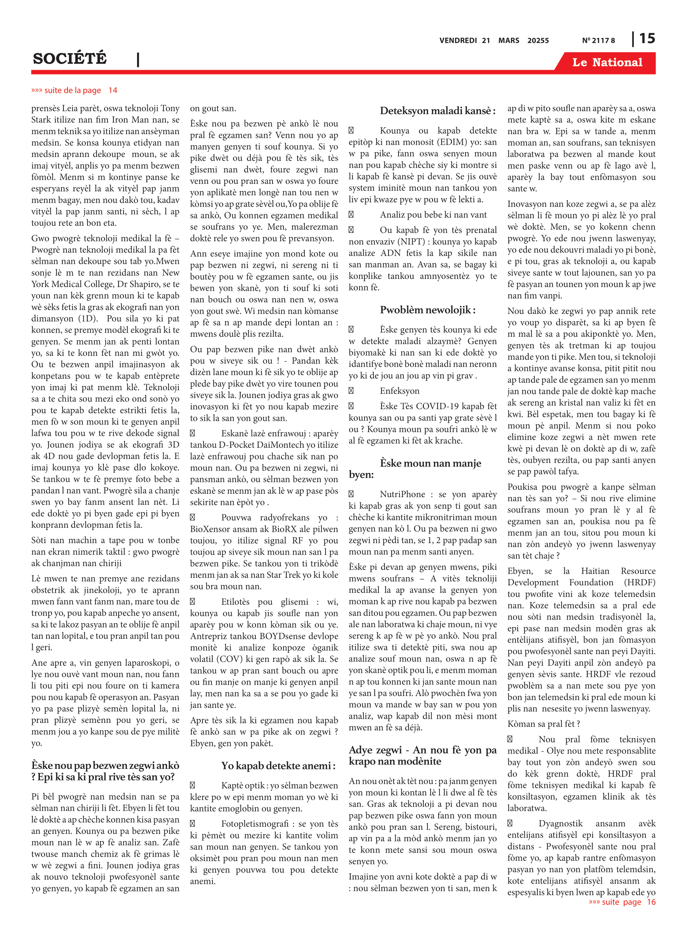 Page 15 de l'édition 2118