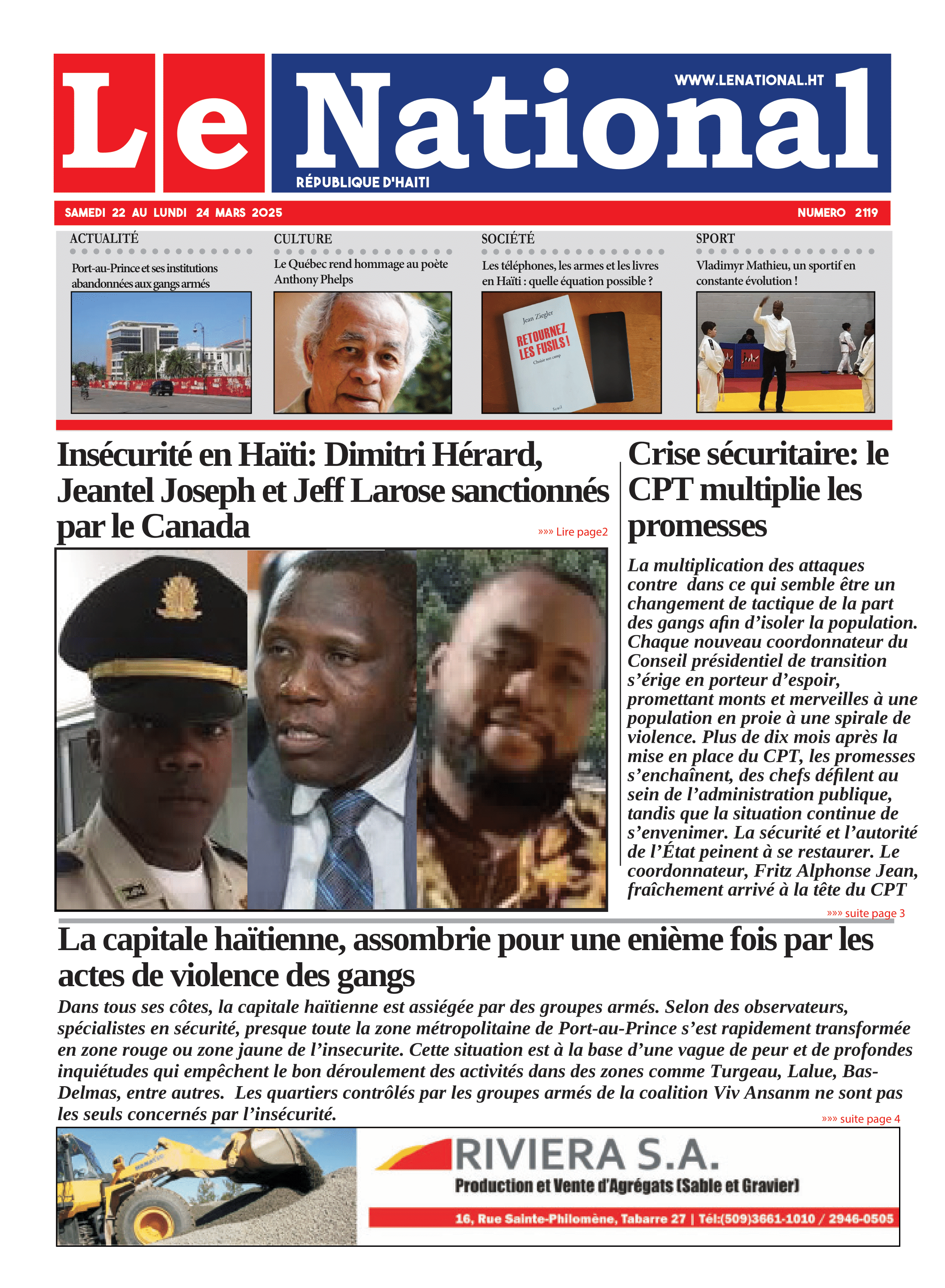 Page 1 de l'édition 2119