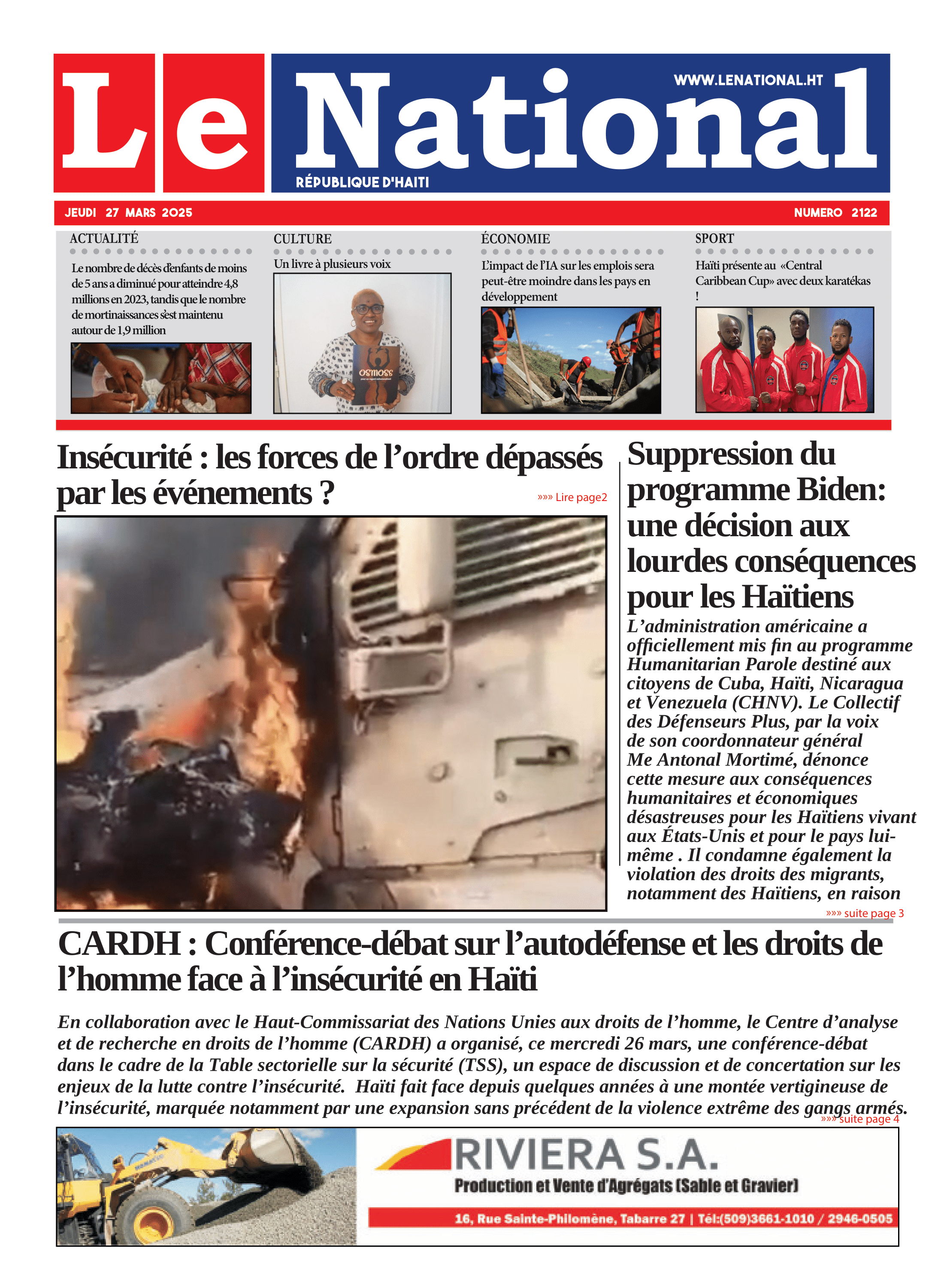 Page 1 de l'édition 2122