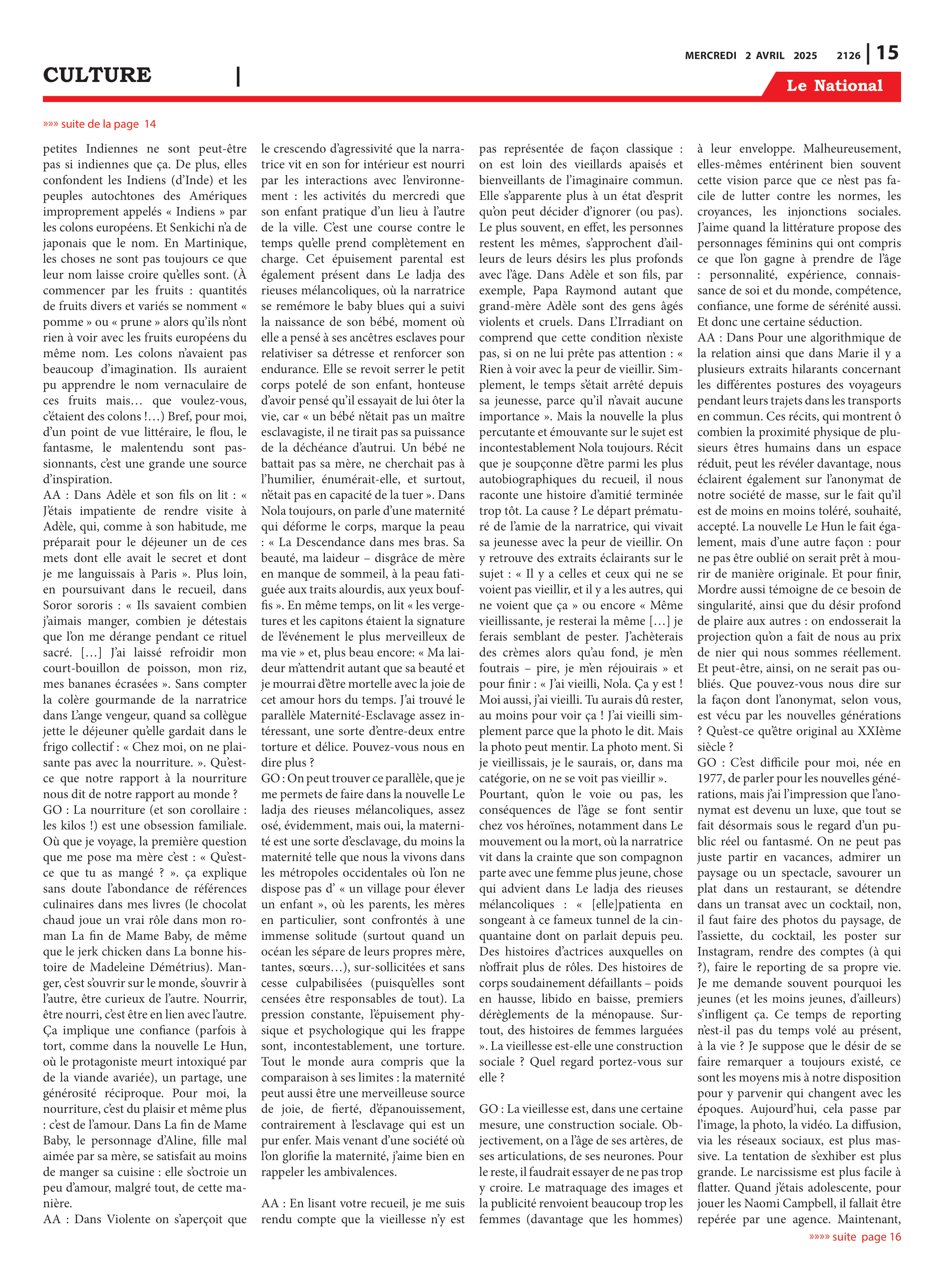 Page 15 de l'édition 2126