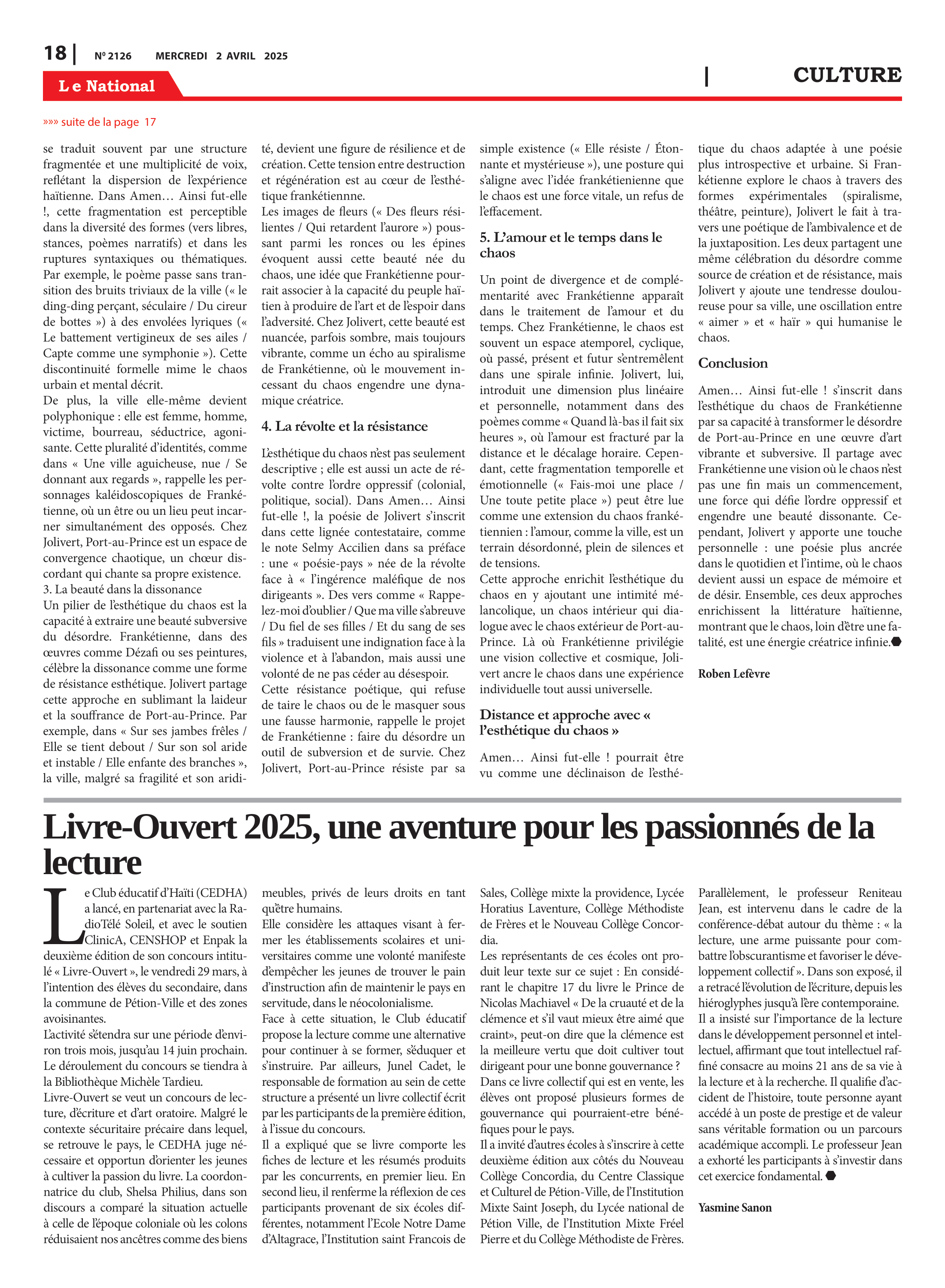 Page 18 de l'édition 2126