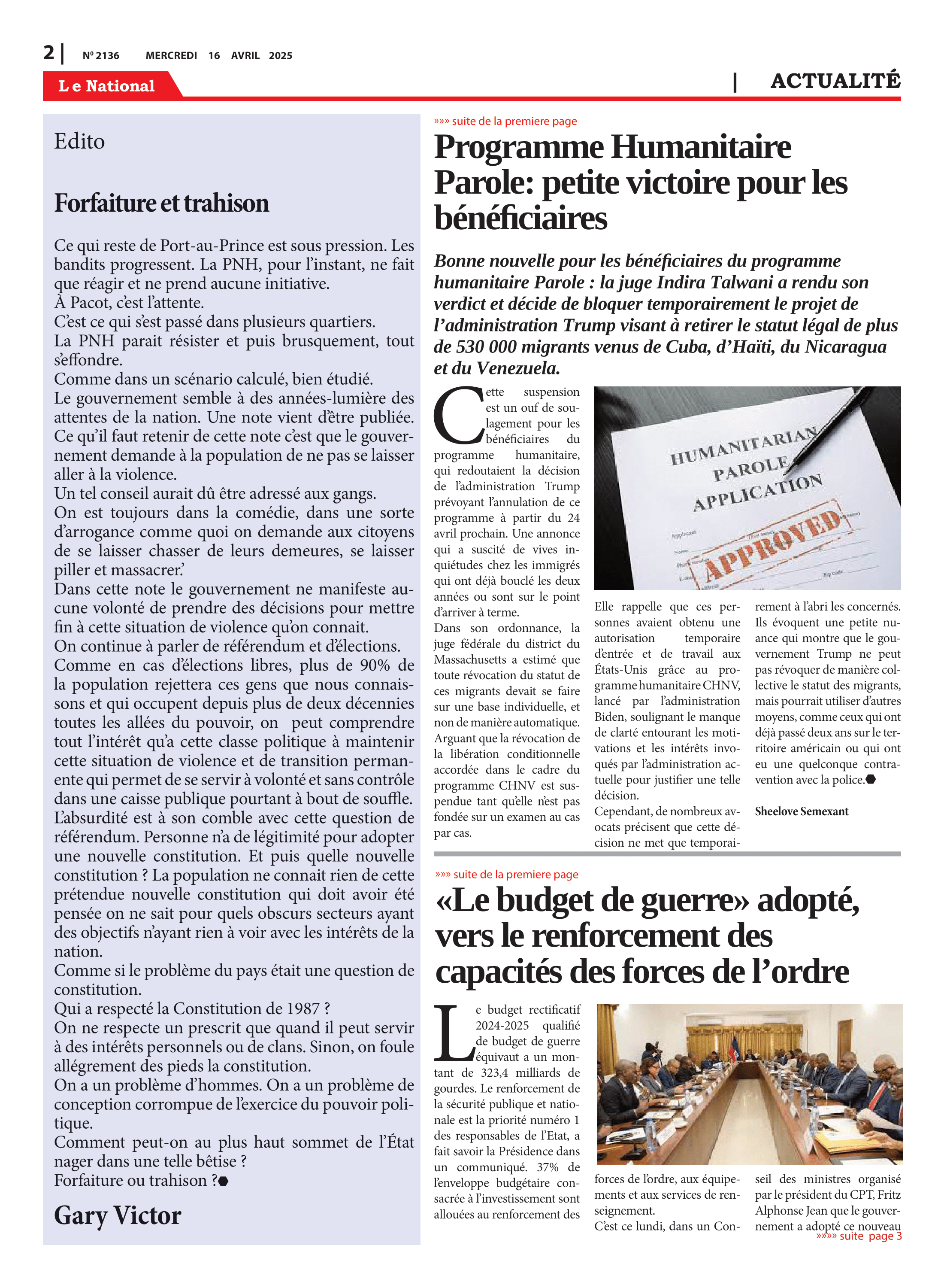 Page 2 de l'édition 2136