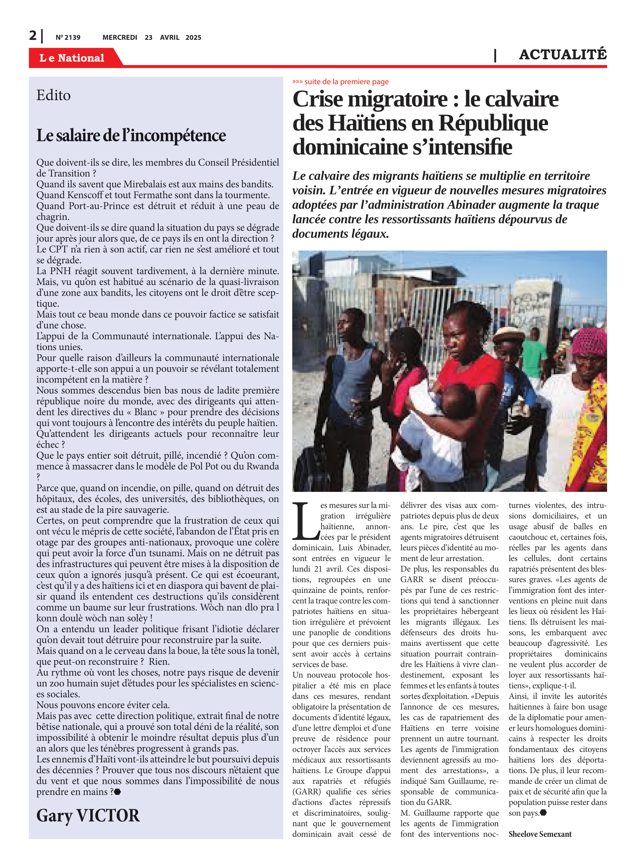 Page 2 de l'édition 2139