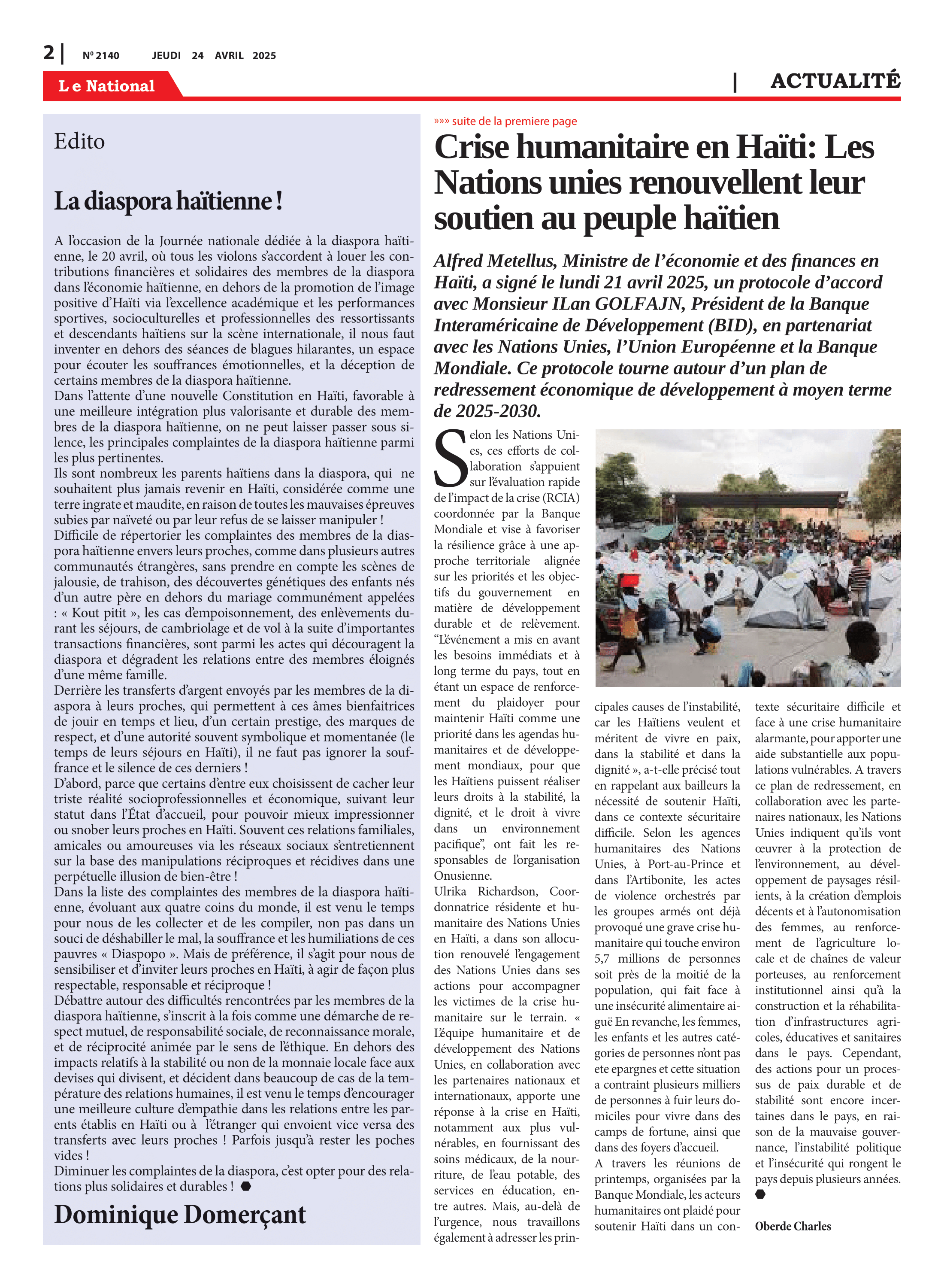 Page 2 de l'édition 2140