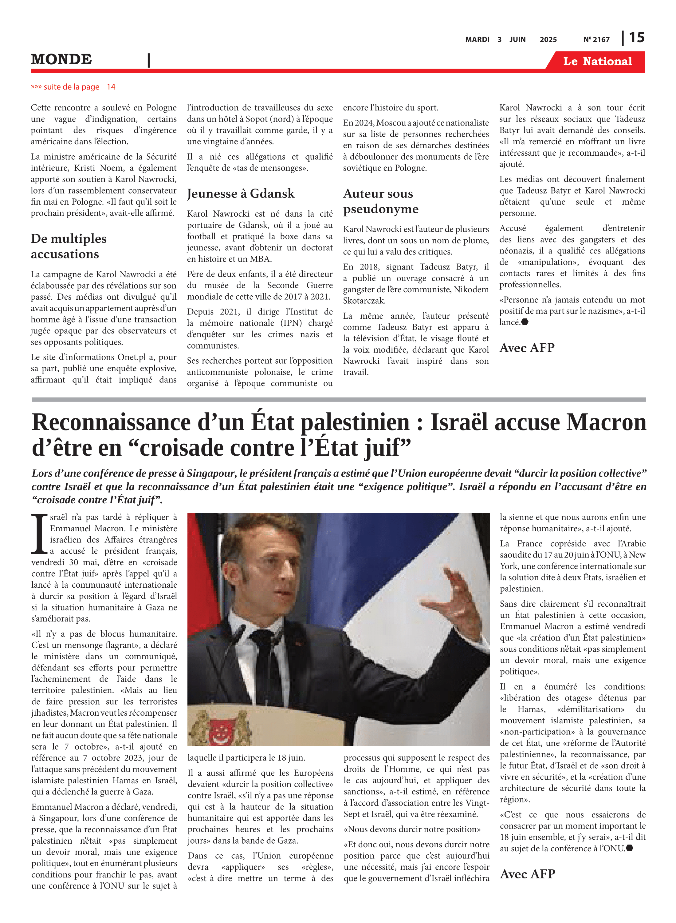 Page 15 de l'édition 2167