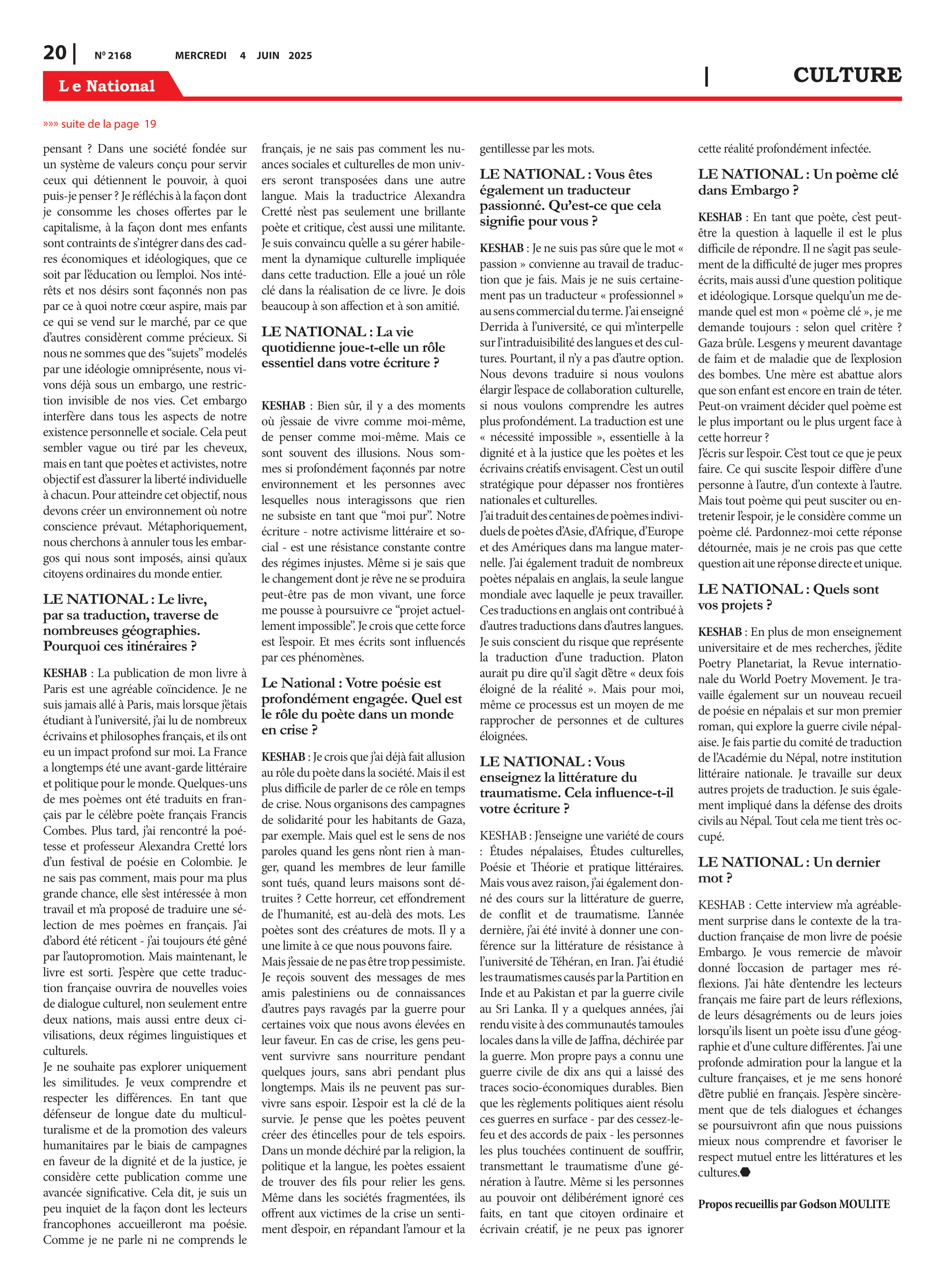 Page 20 de l'édition 2168