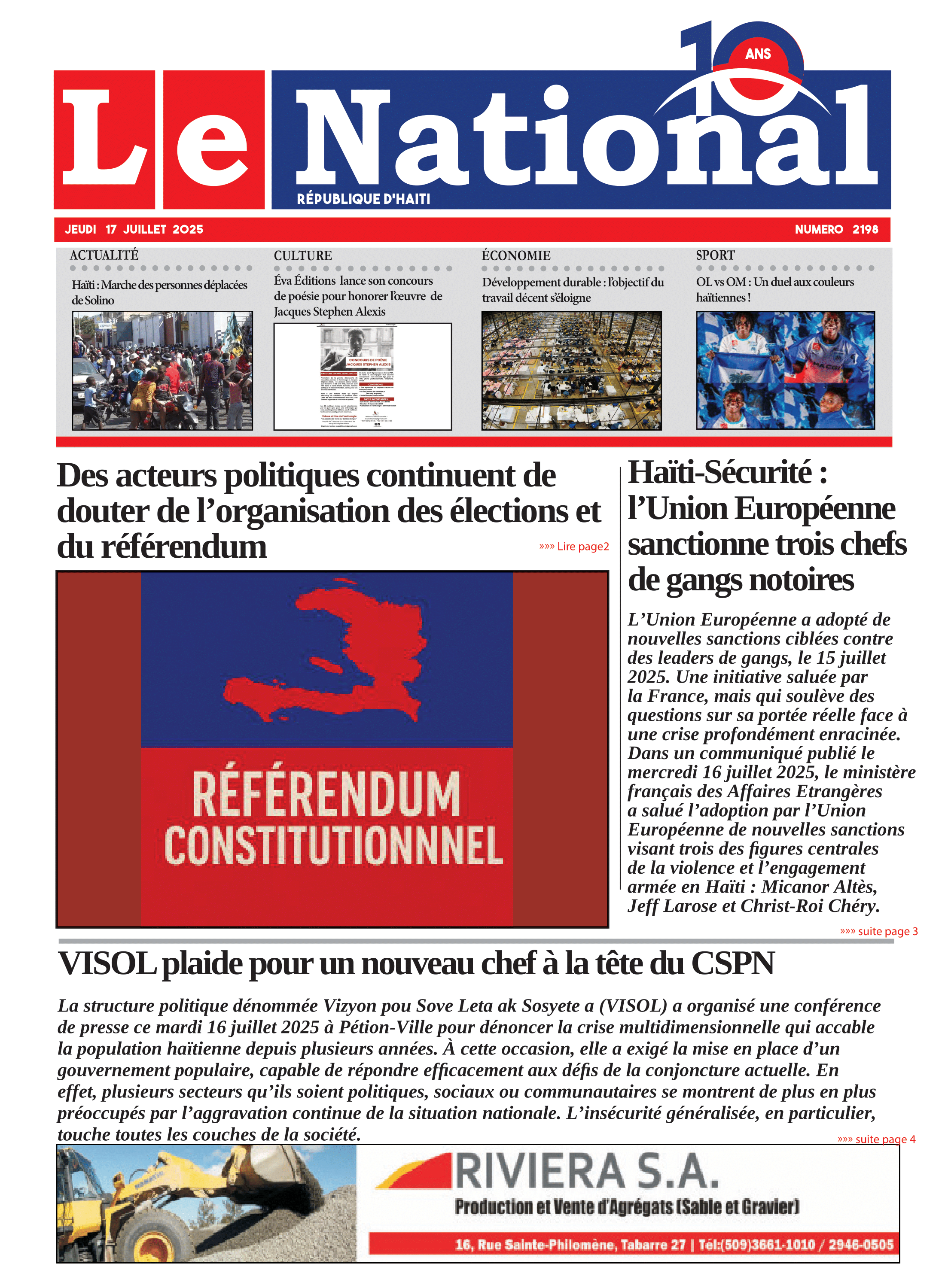 Page 1 de l'édition 2198