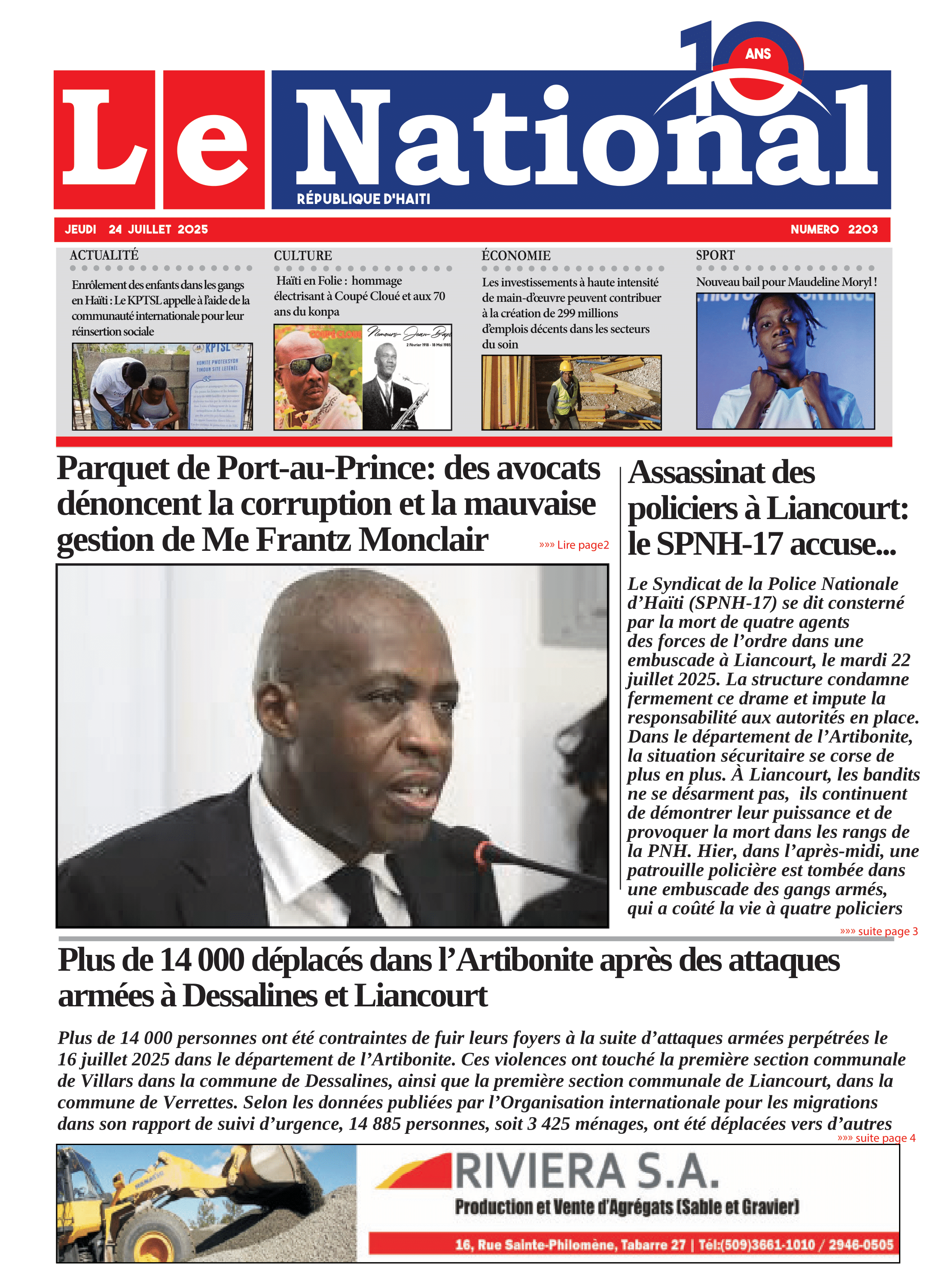 Page 1 de l'édition 2203