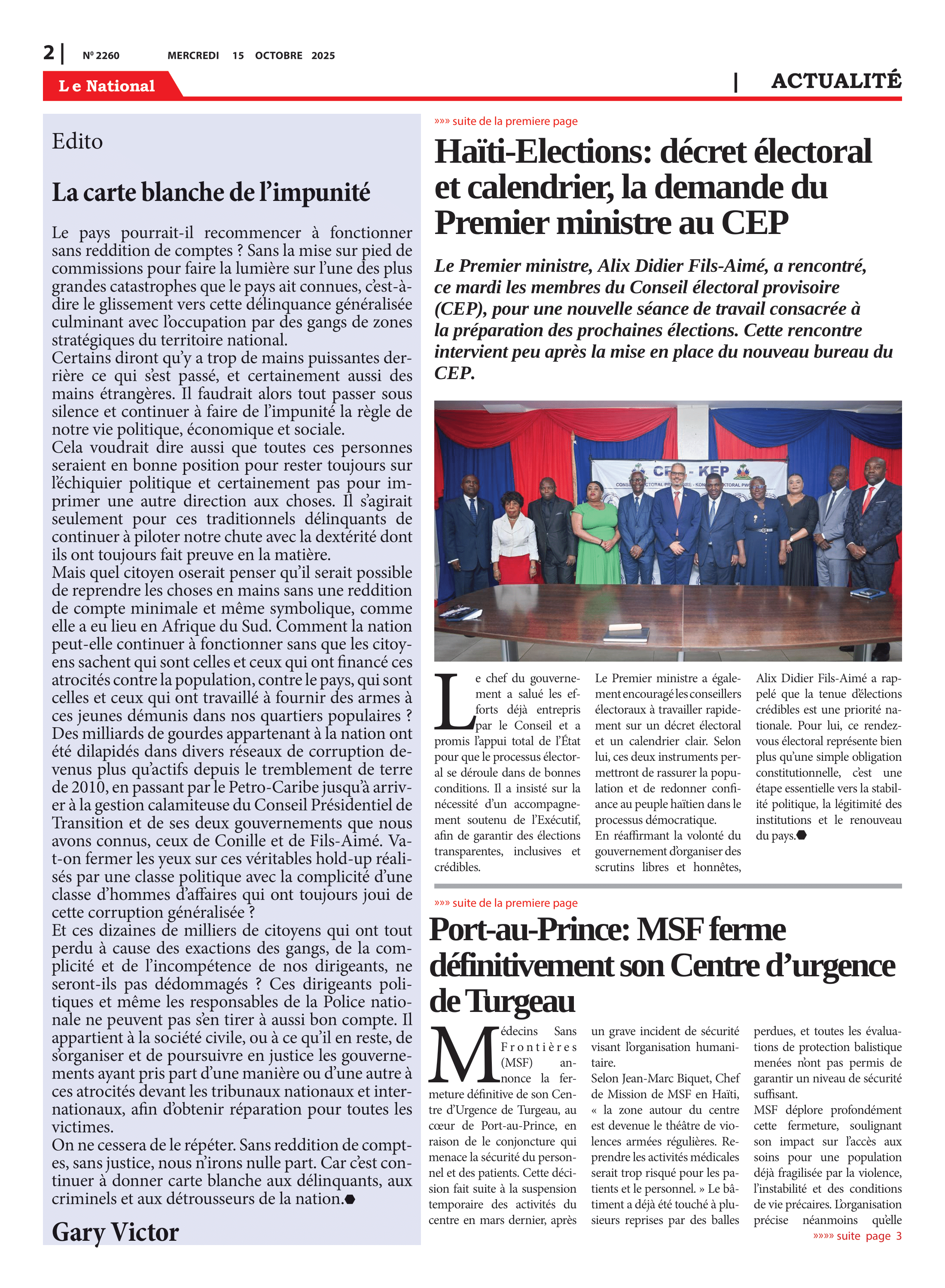 Page 2 de l'édition 2260