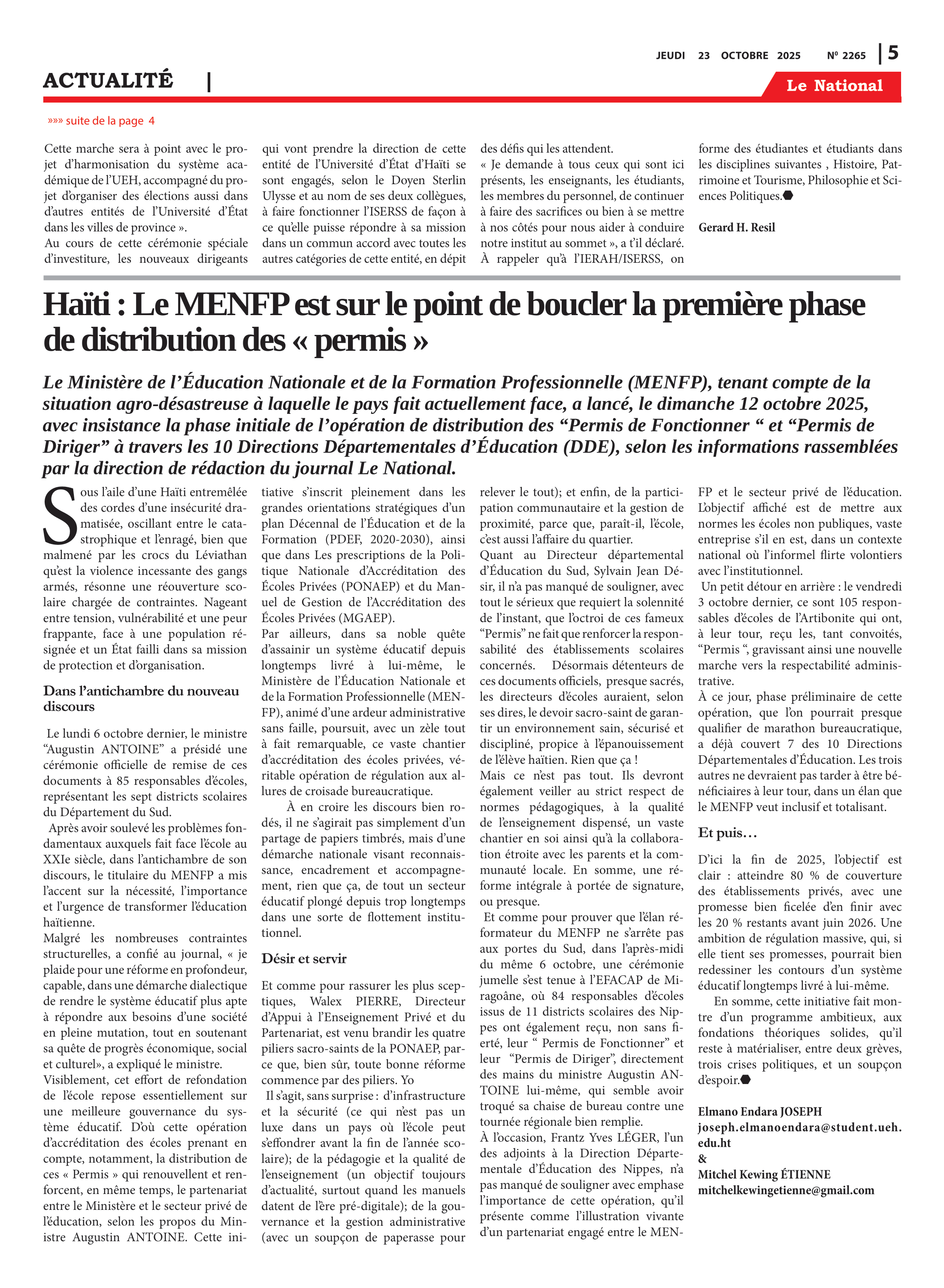 Page 5 de l'édition 2265
