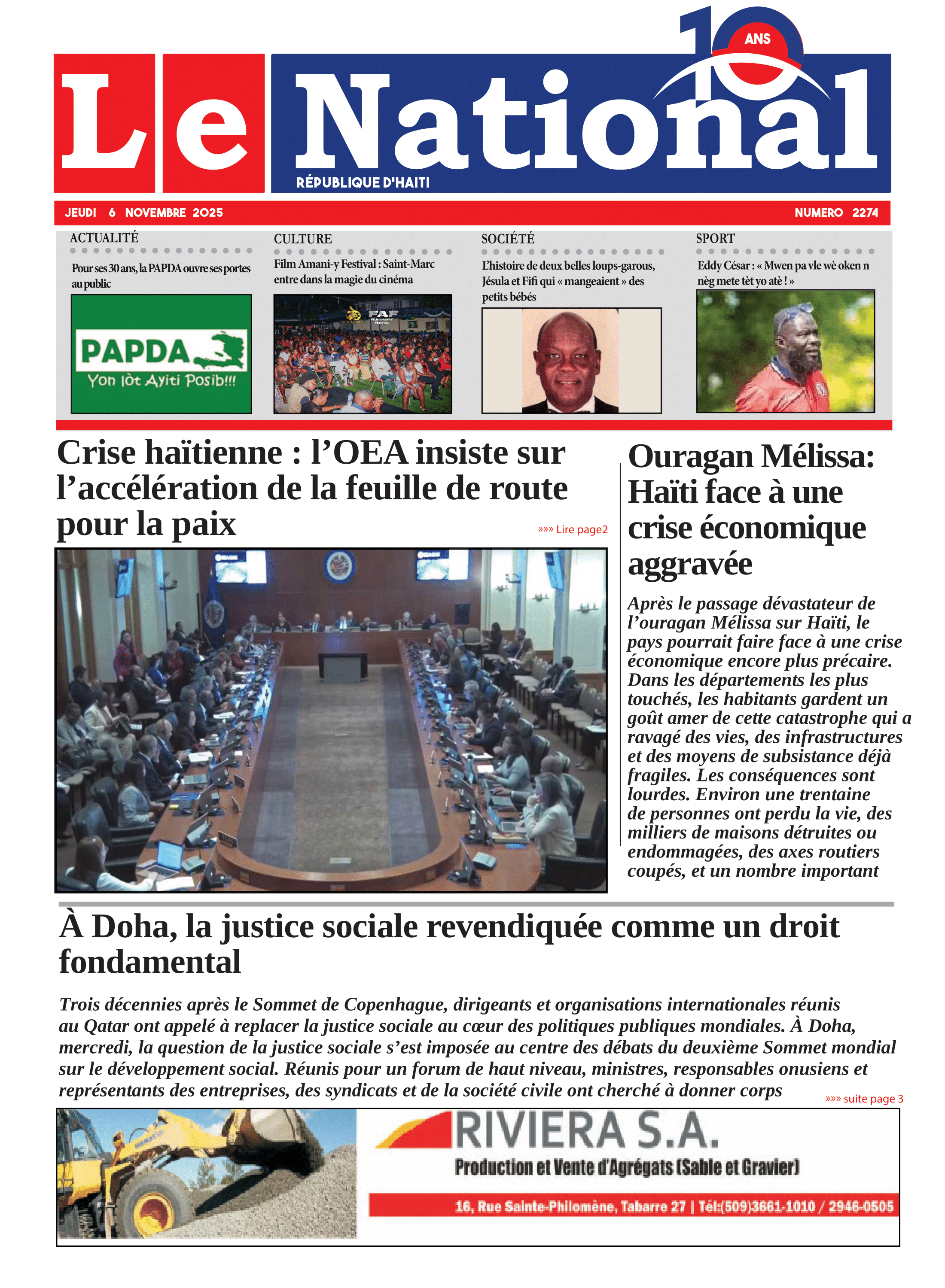 Page 1 de l'édition 2275
