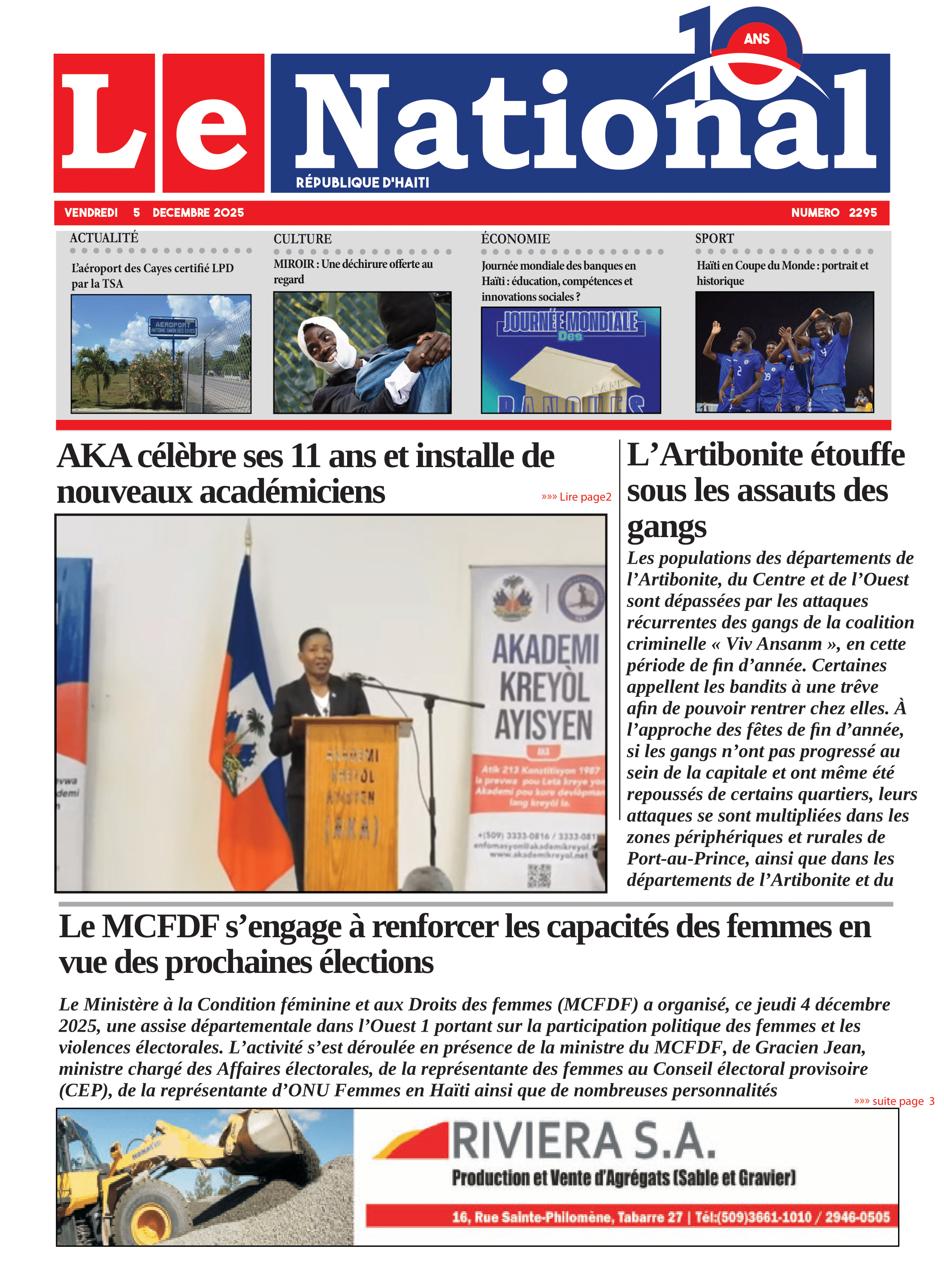 Page 1 de l'édition 2295