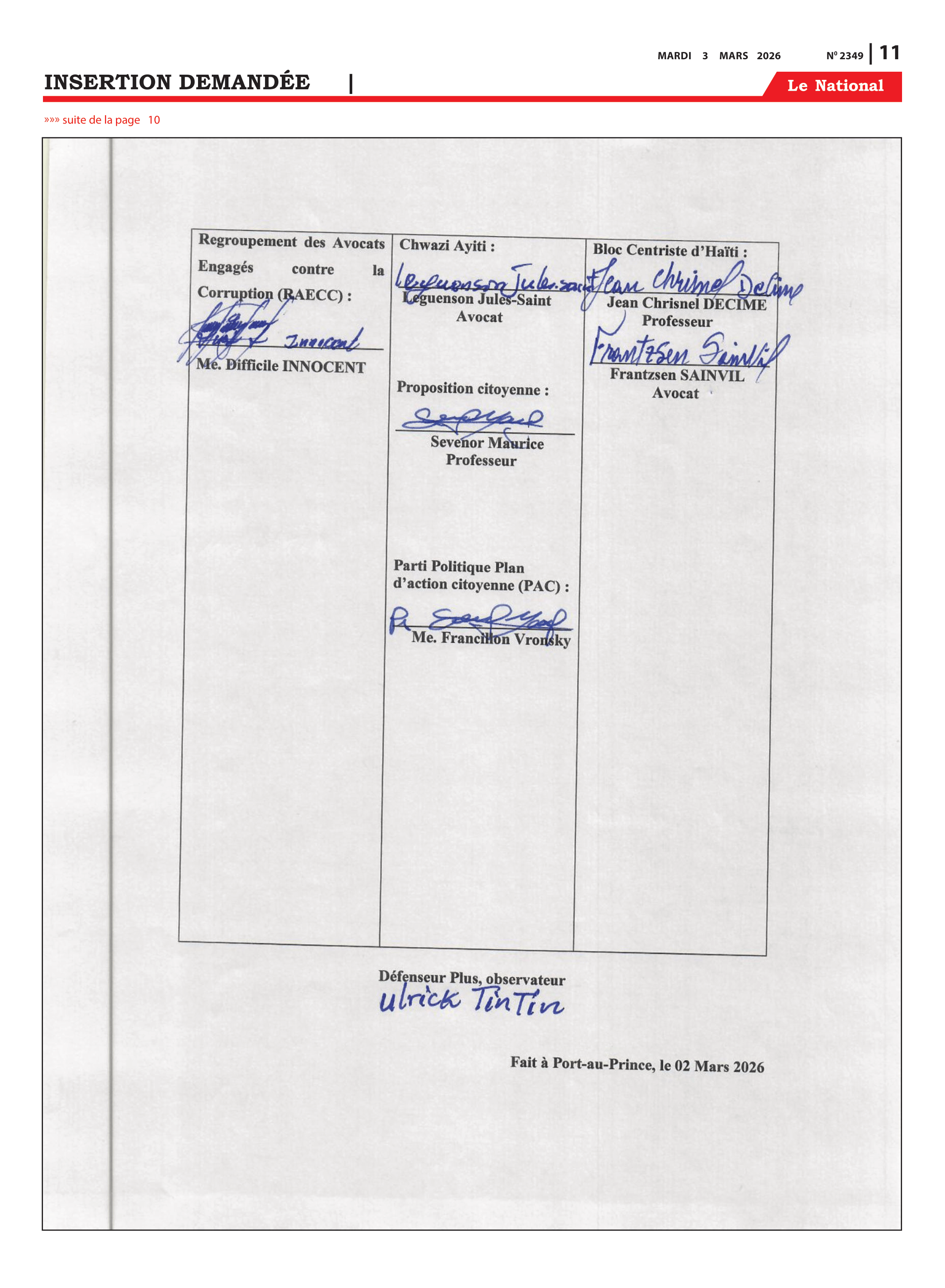 Page 11 de l'édition 2349