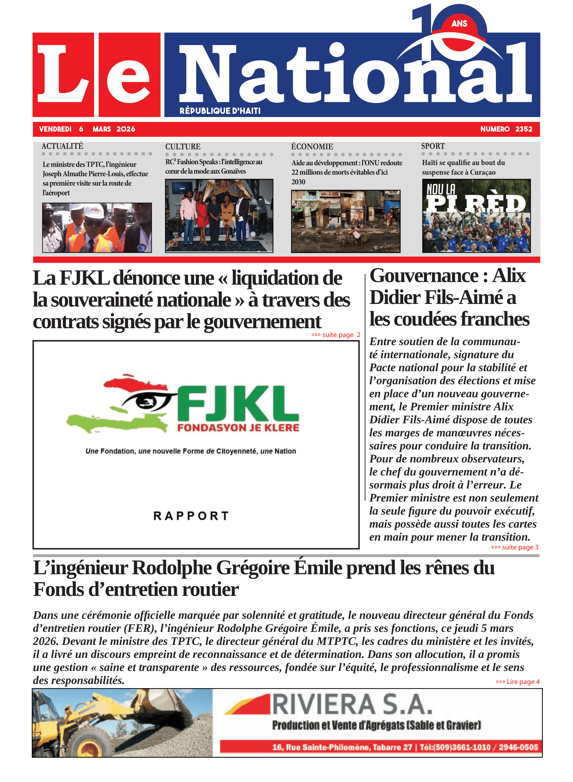 Page 1 de l'édition 2352