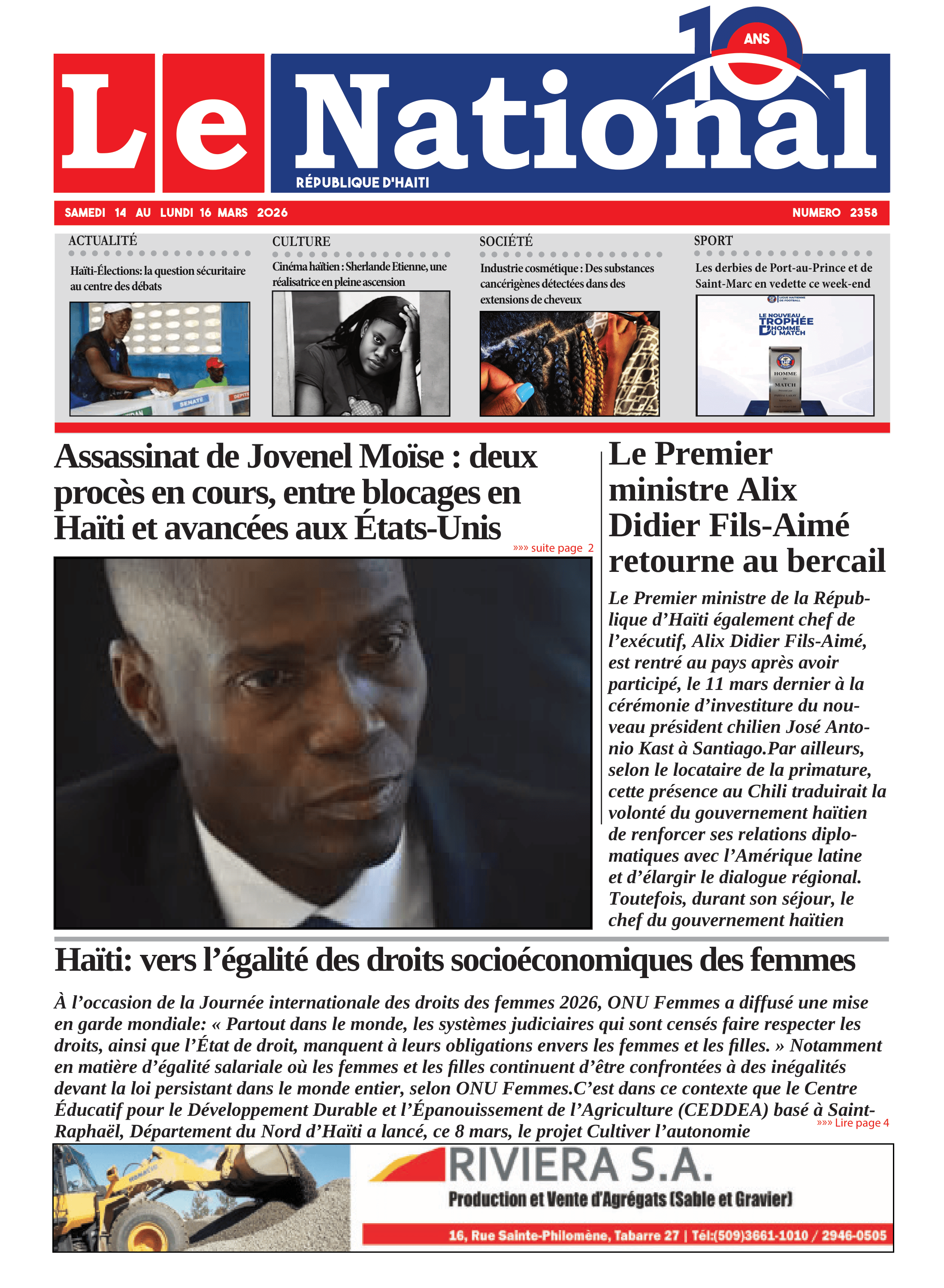Page 1 de l'édition 2358