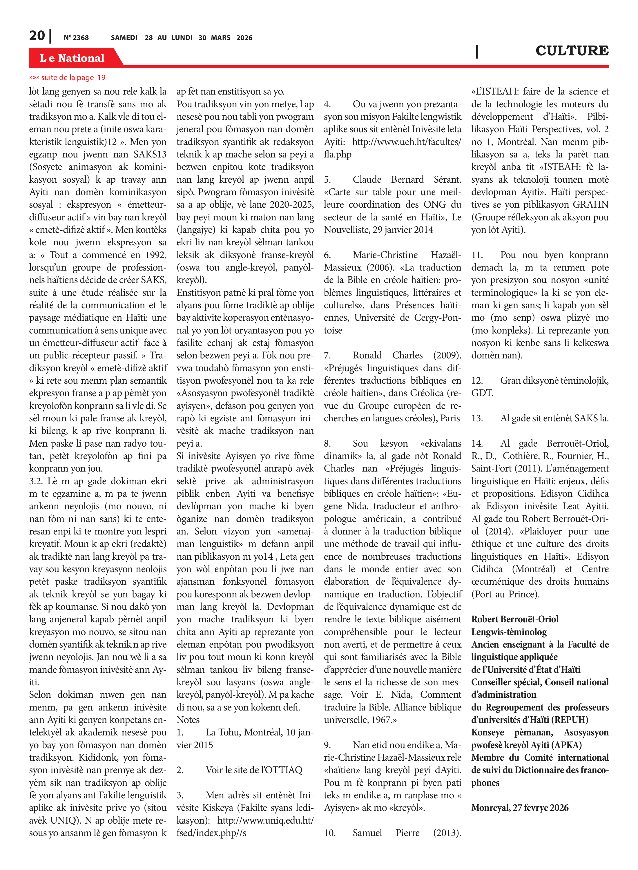 Page 20 de l'édition 2368
