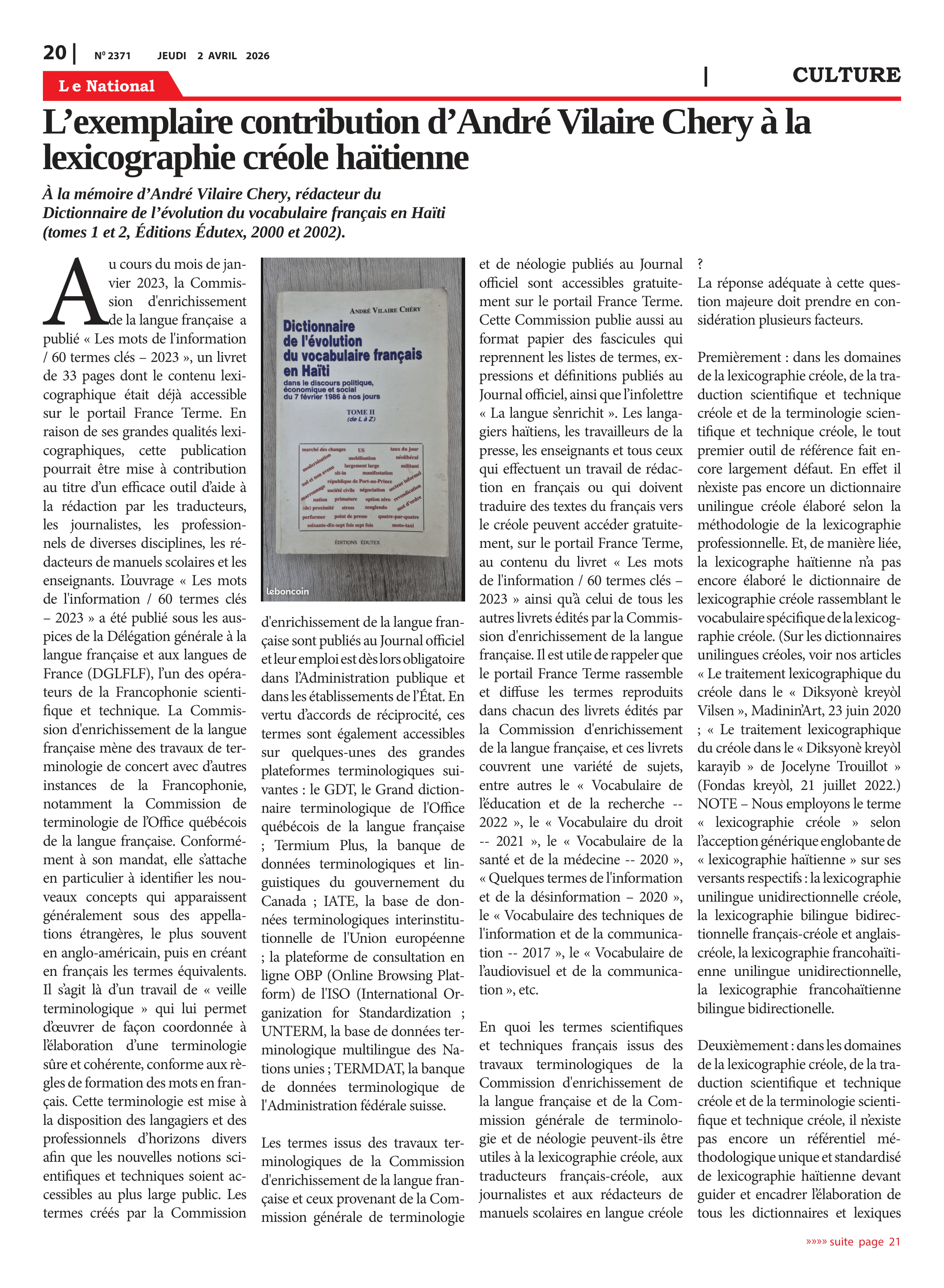 Page 20 de l'édition 2371