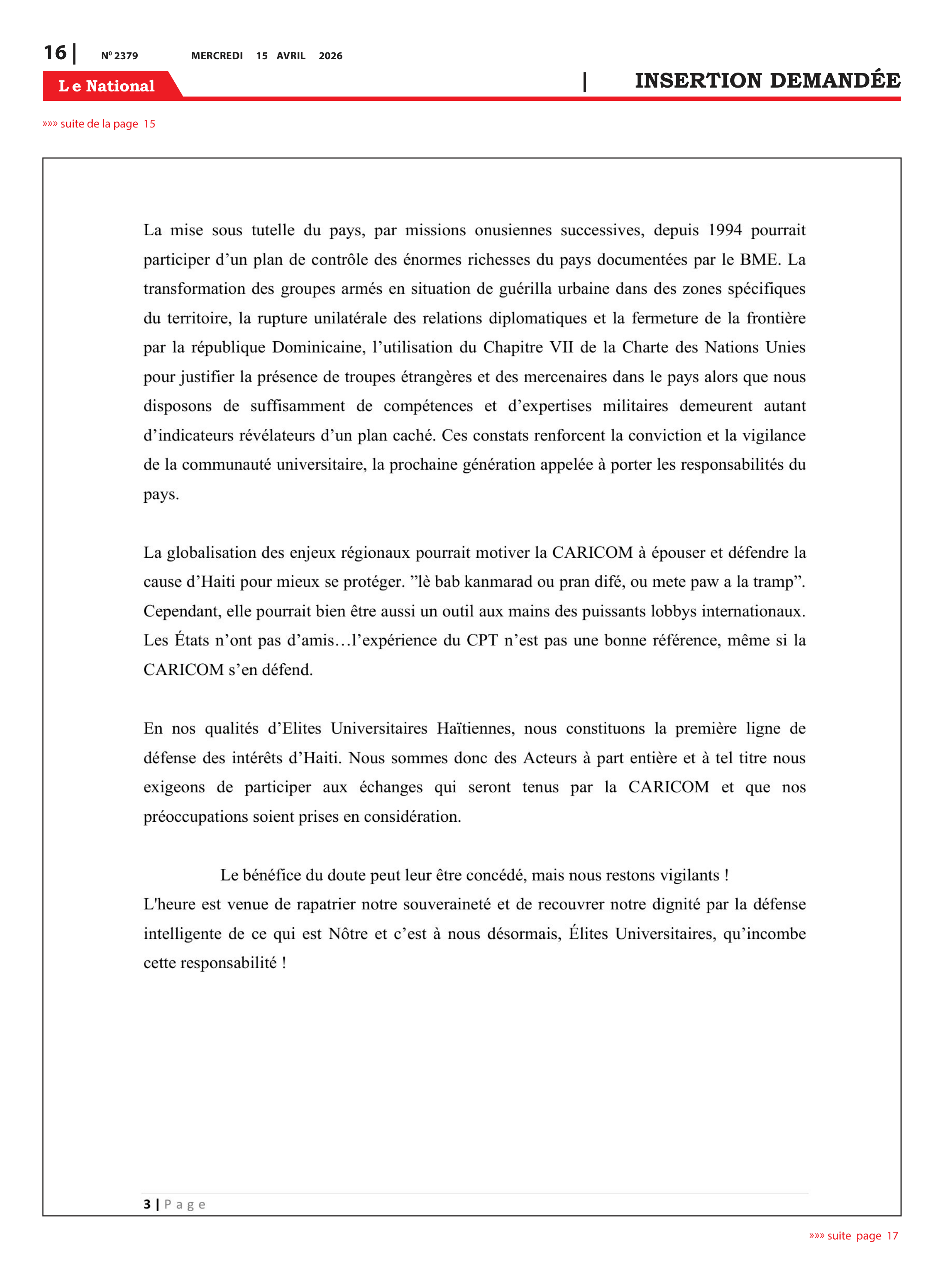 Page 16 de l'édition 2379