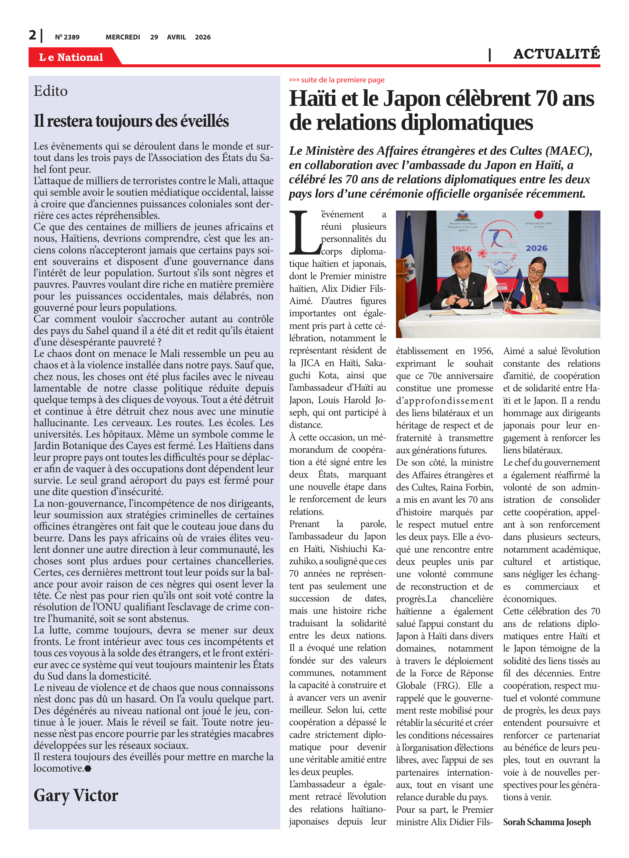 Page 2 de l'édition 2389