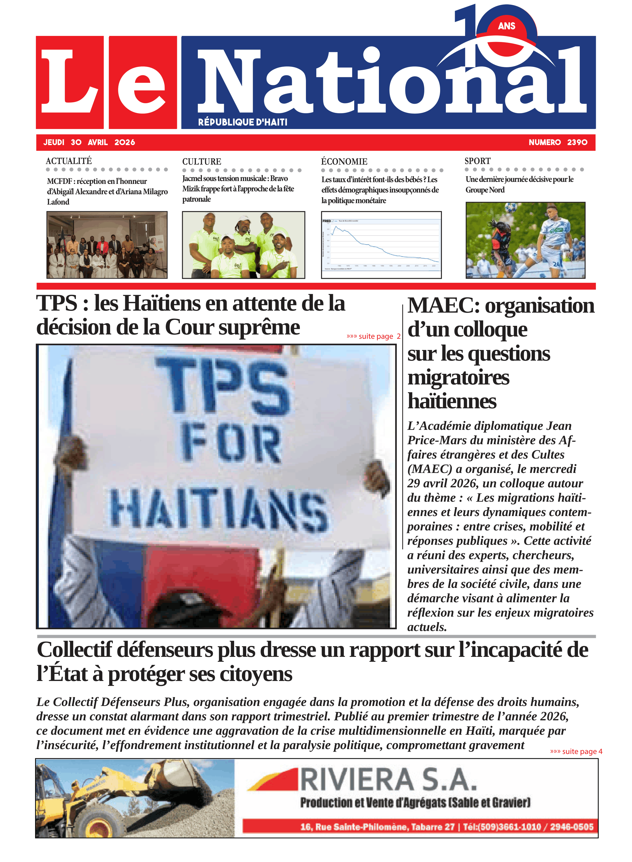 Page 1 de l'édition 2390