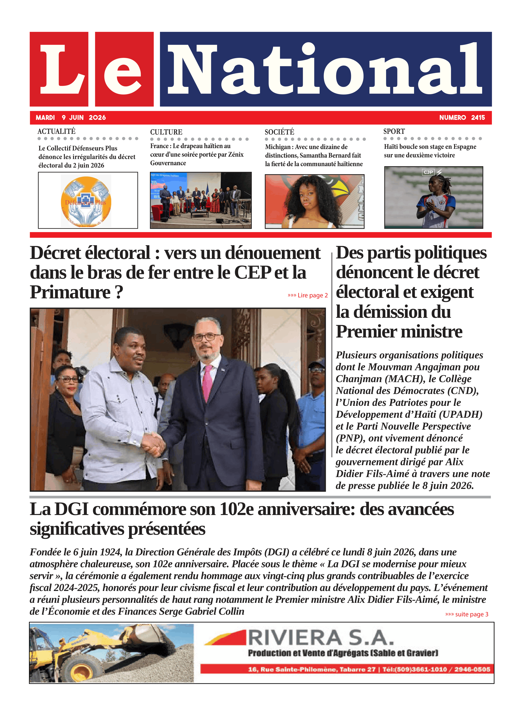 Page 1 de l'édition 2415