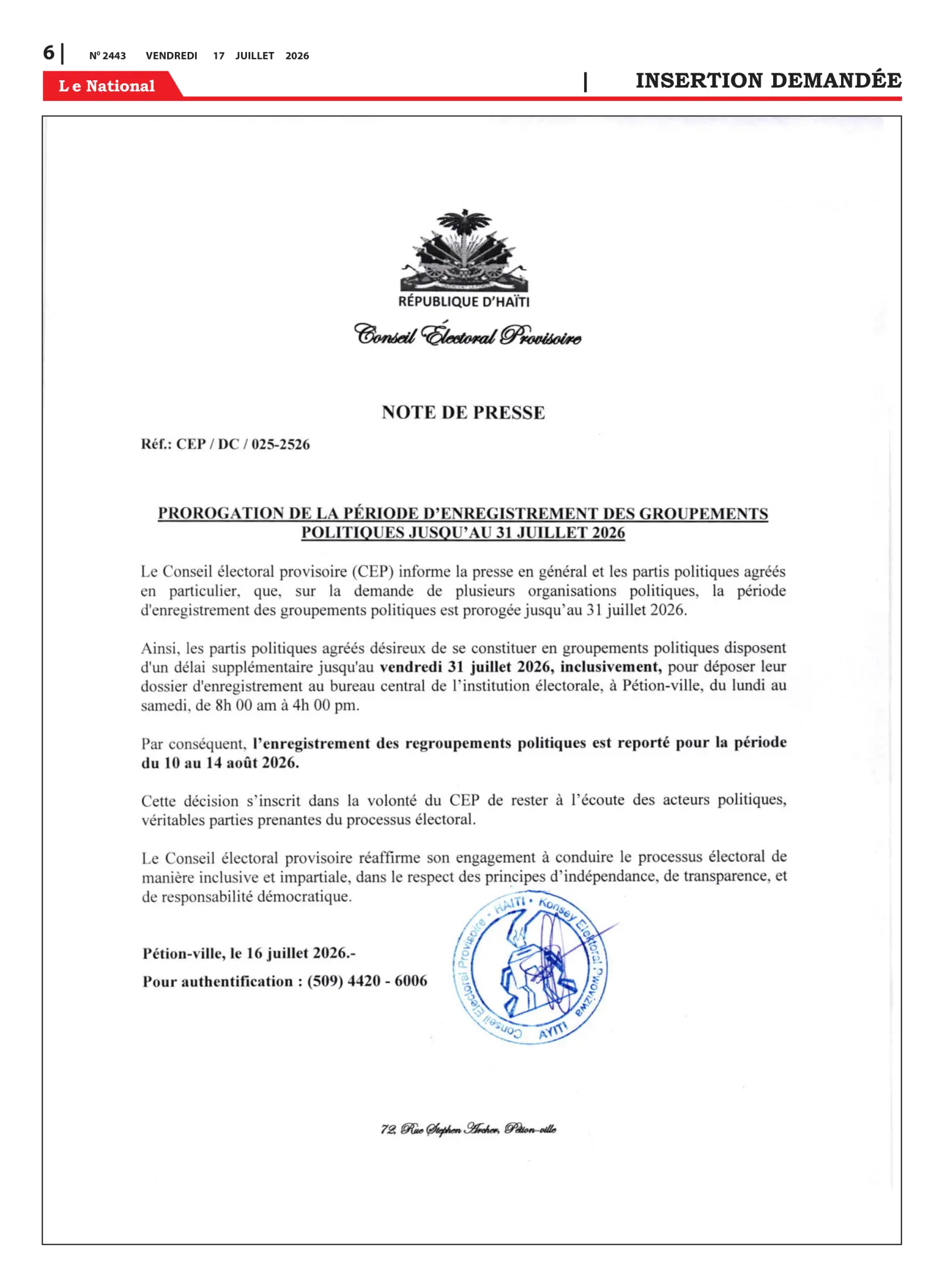 Page 6 de l'édition 2443
