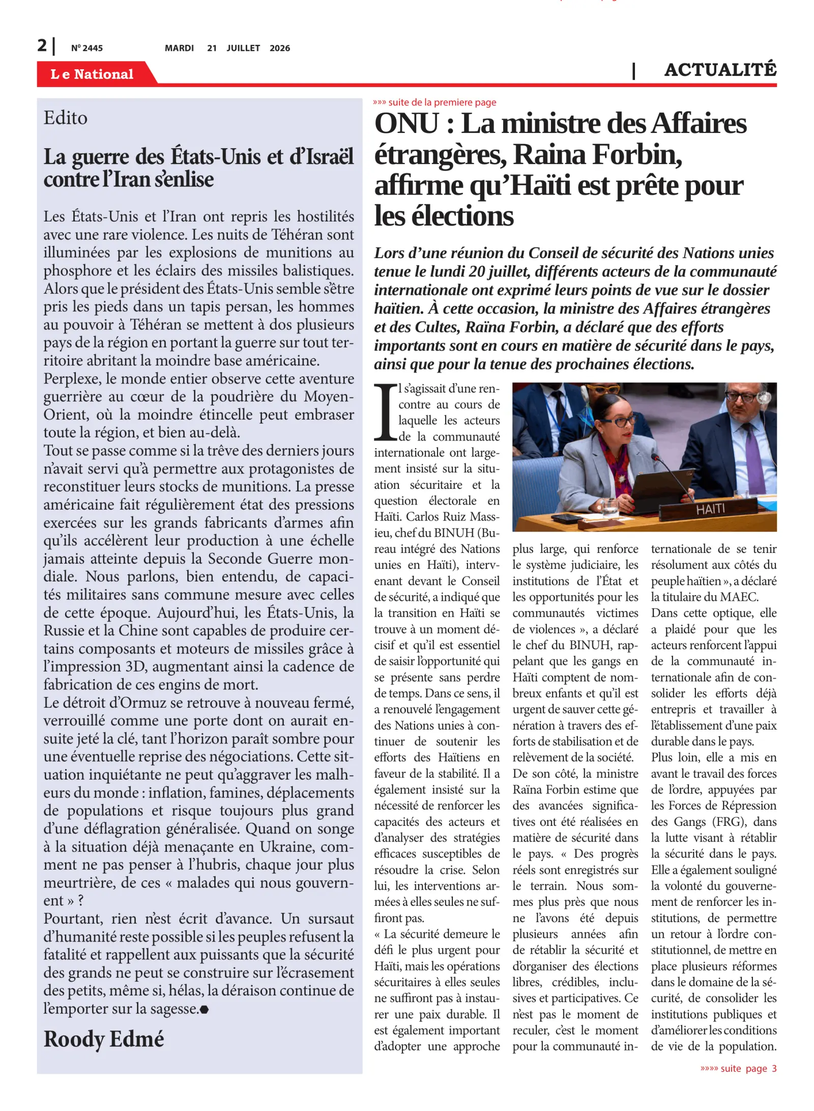 Page 2 de l'édition 2445