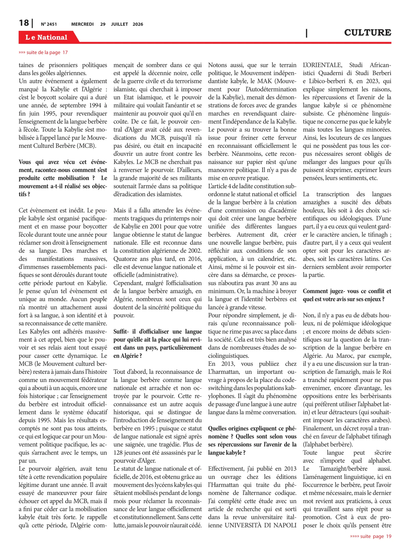 Page 18 de l'édition 2451