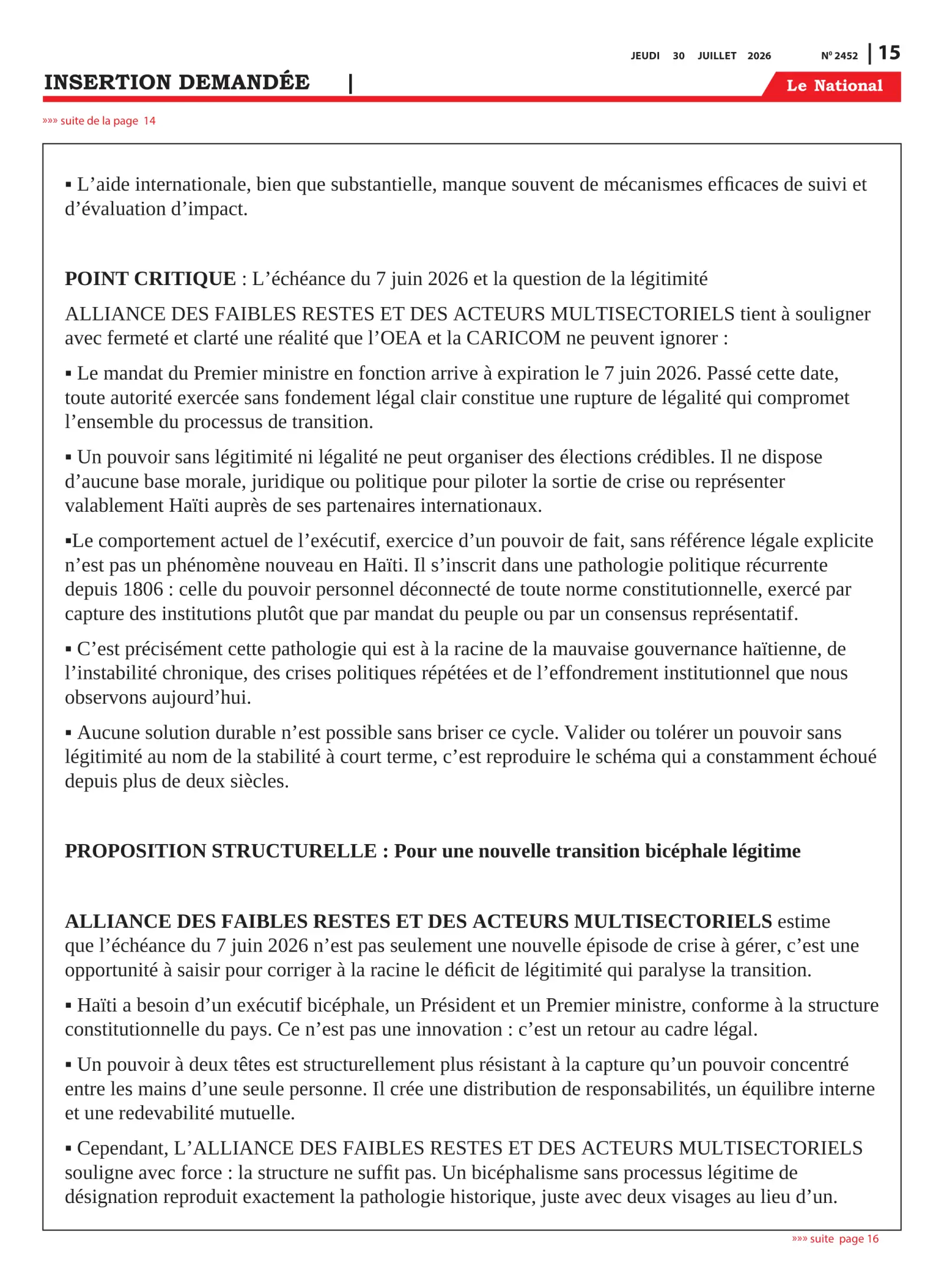 Page 15 de l'édition 2452