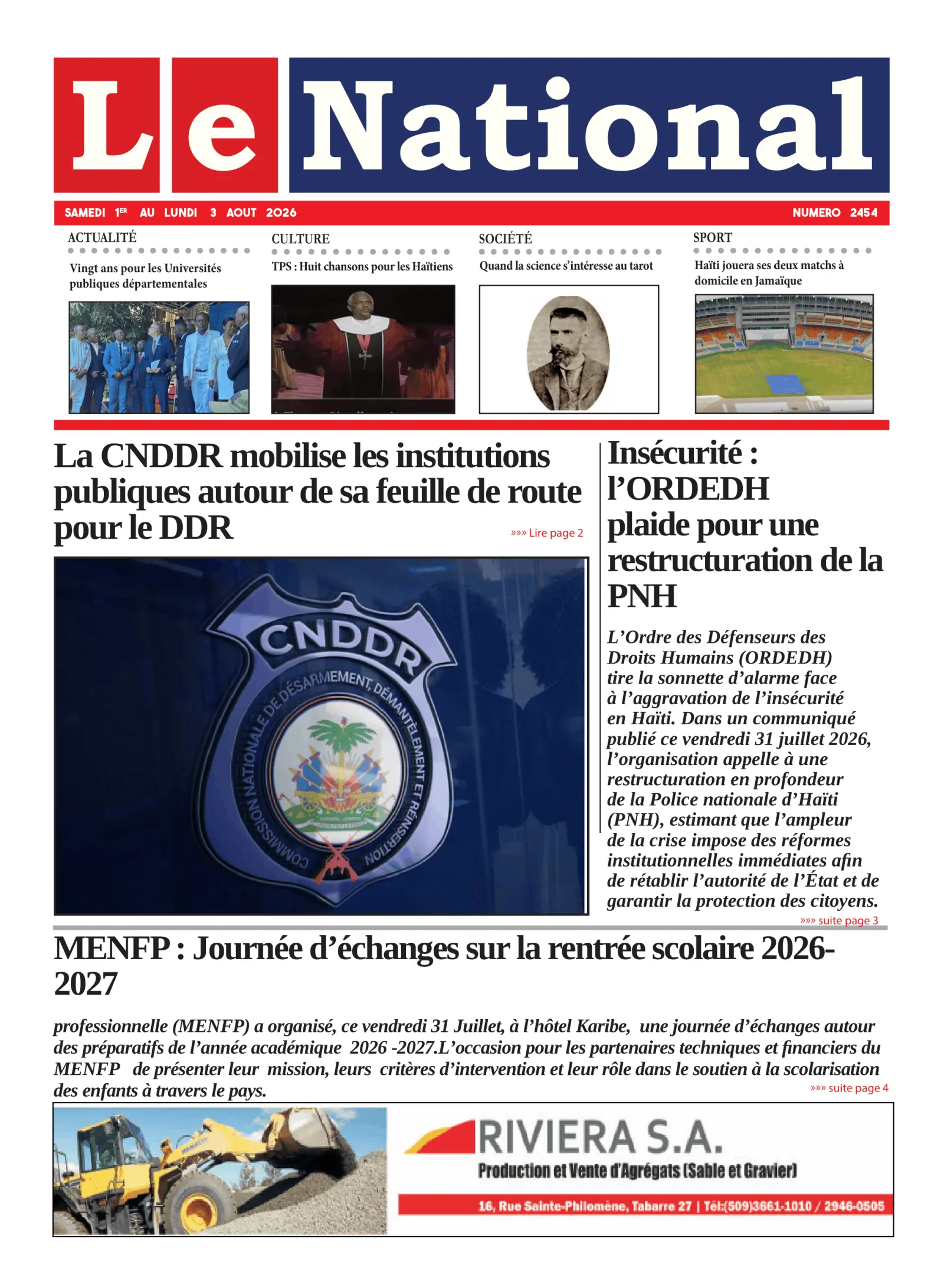 Page 1 de l'édition 2454
