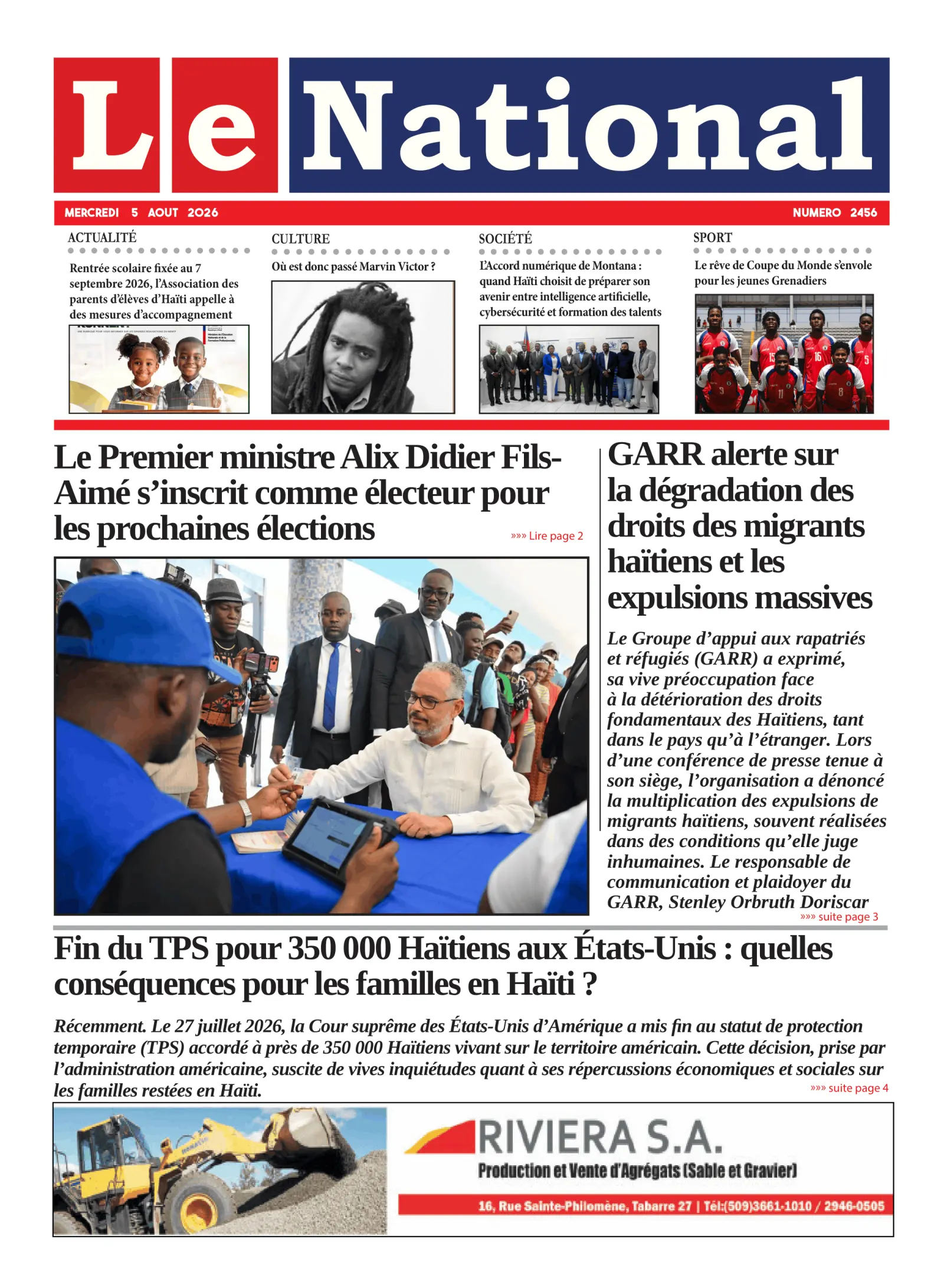 Page 1 de l'édition 2456