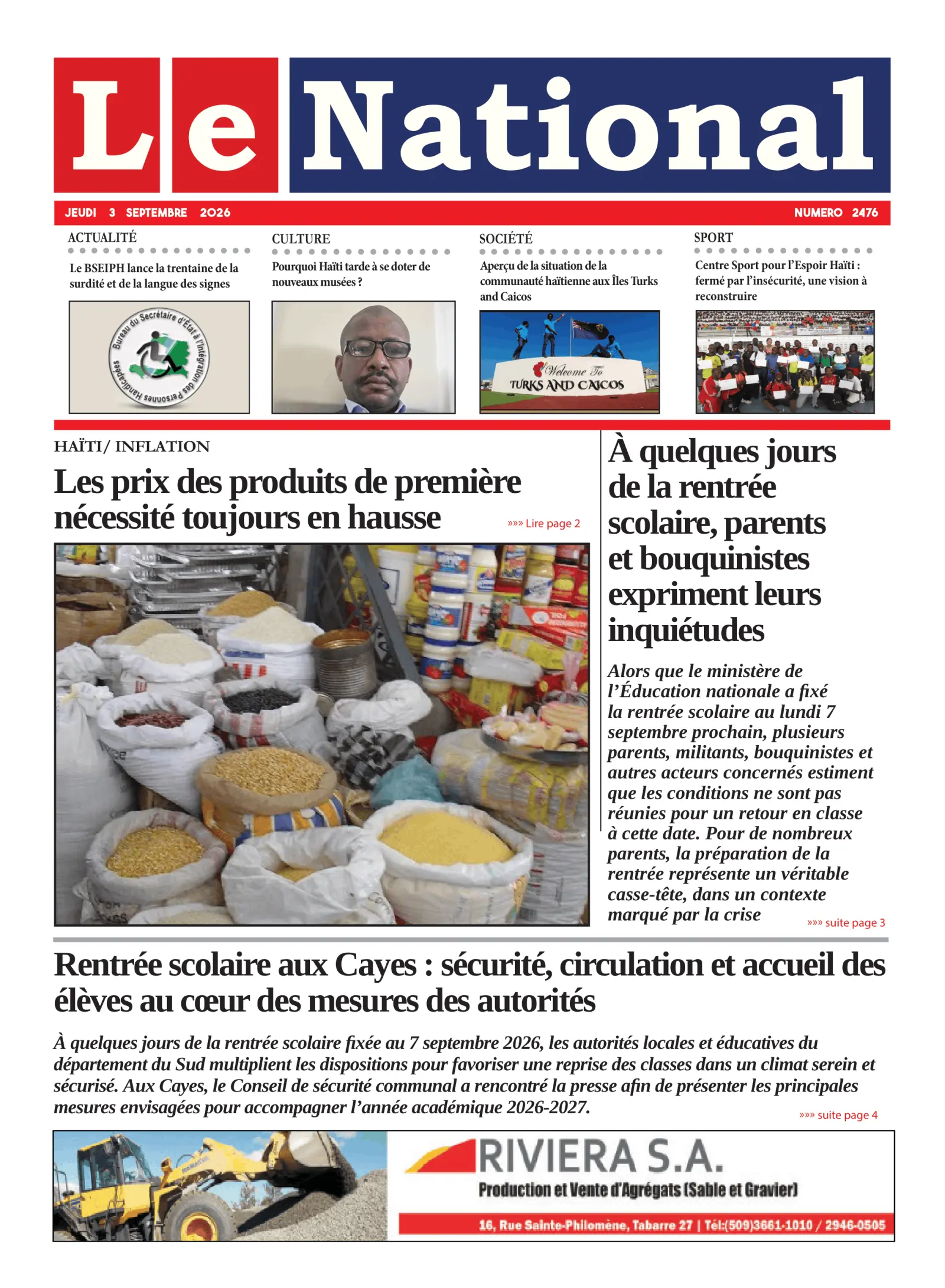 Page 1 de l'édition 2476