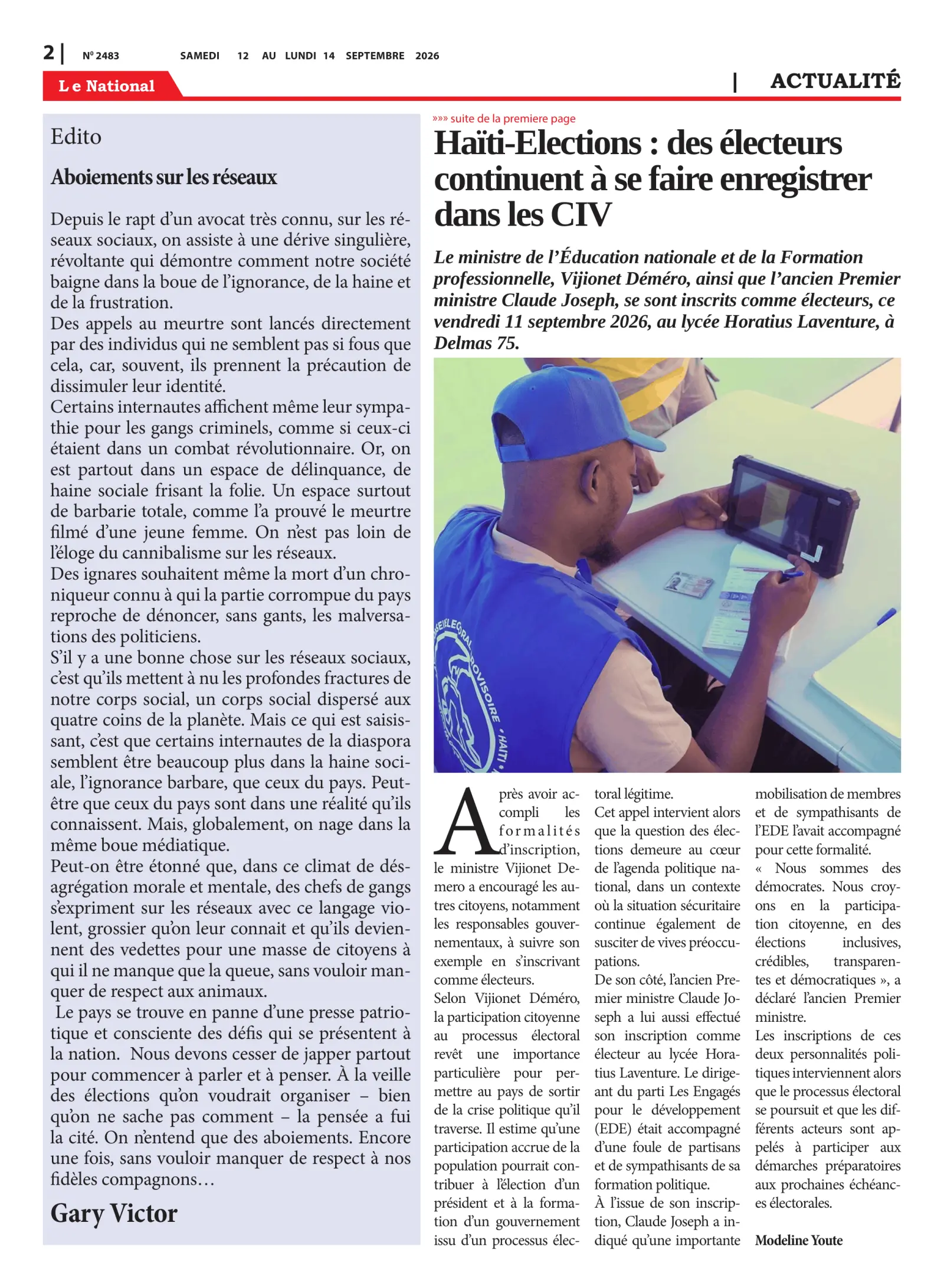 Page 2 de l'édition 2483